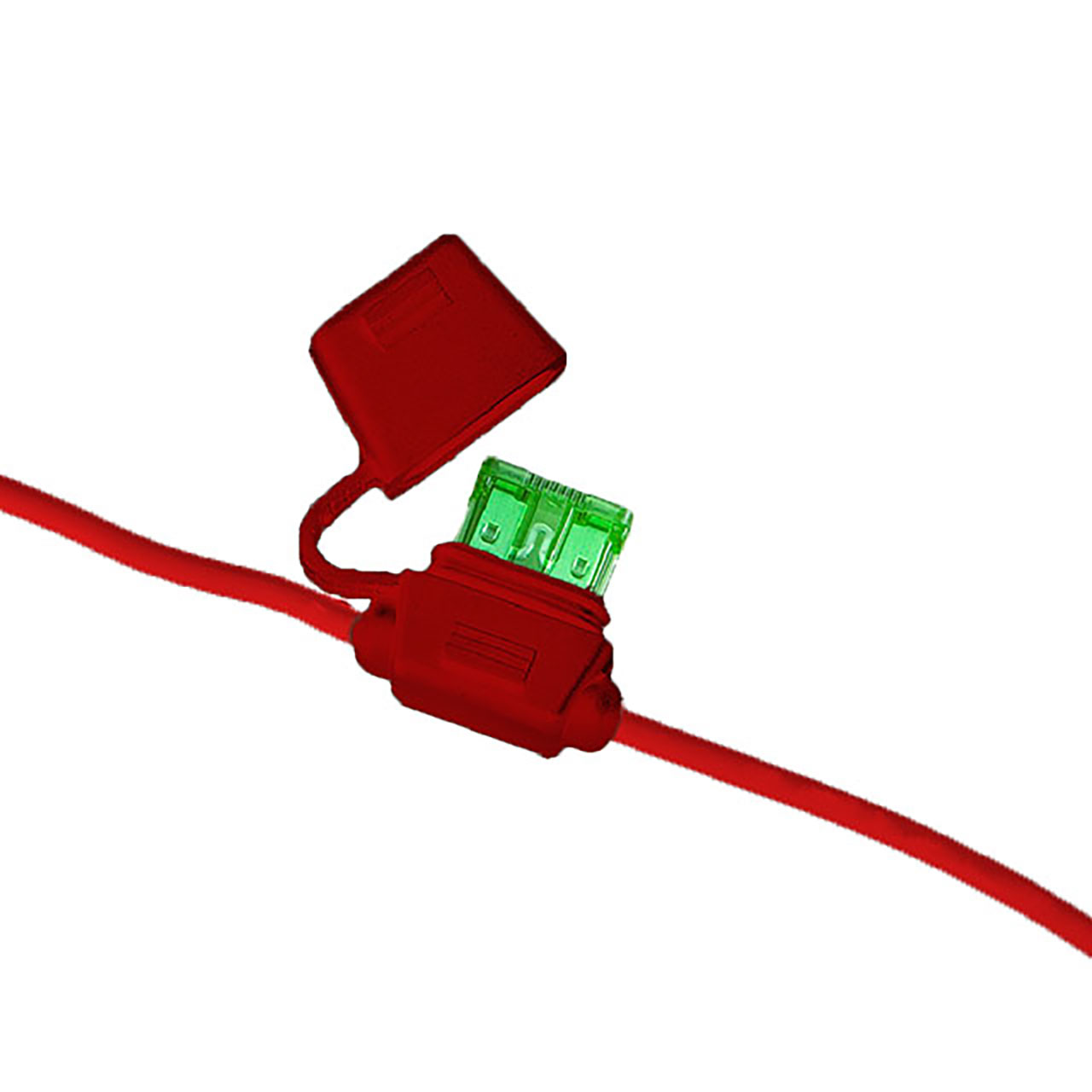 Circuit Protection Red Fuse Holder IP67 In-Line for Regular Blade 16AWG 15A Red Wire