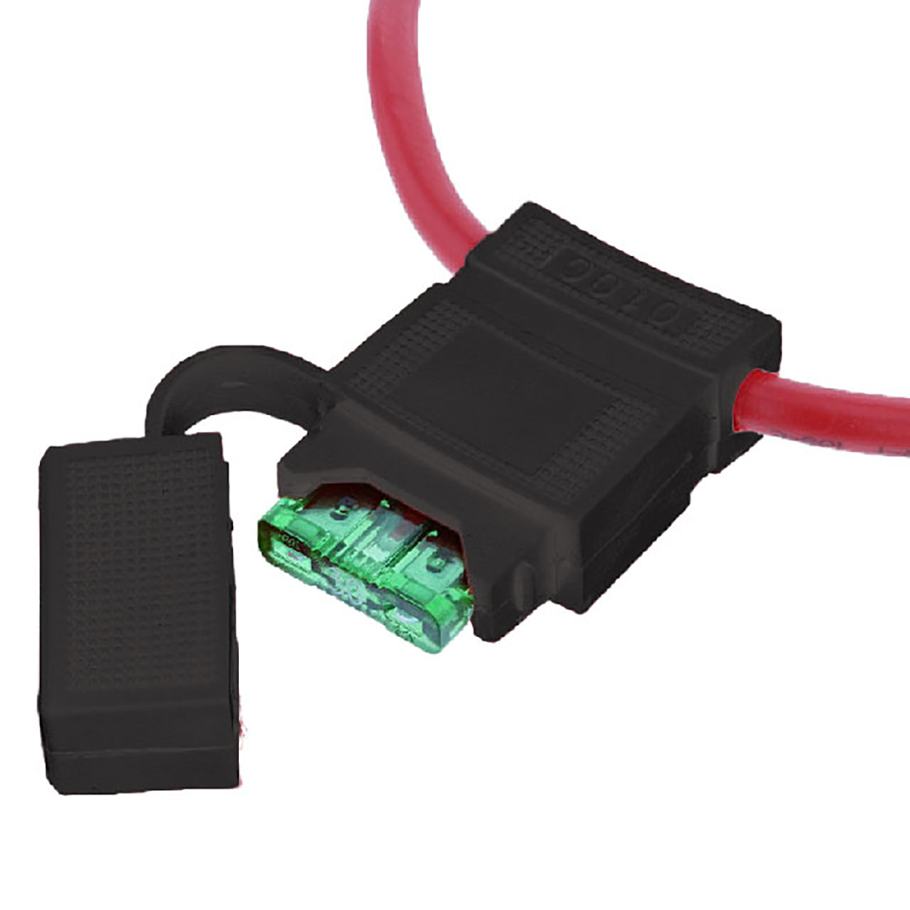 Circuit Protection Black Fuse Holder IP65 In-Line for Regular Blade 14AWG 20A Red Wire