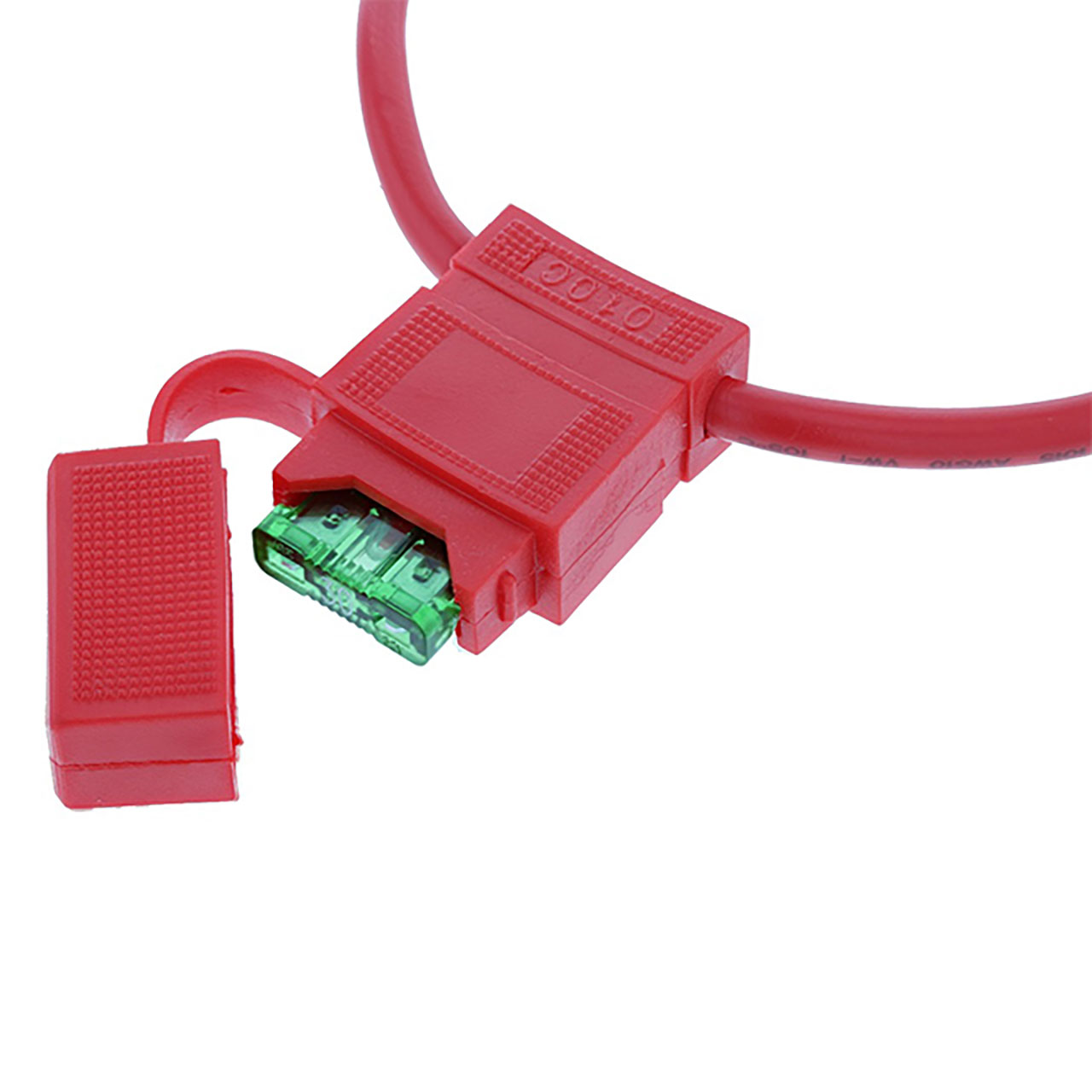 Circuit Protection Red Fuse Holder IP65 In-Line for Regular Blade 12AWG 30A Red Wire