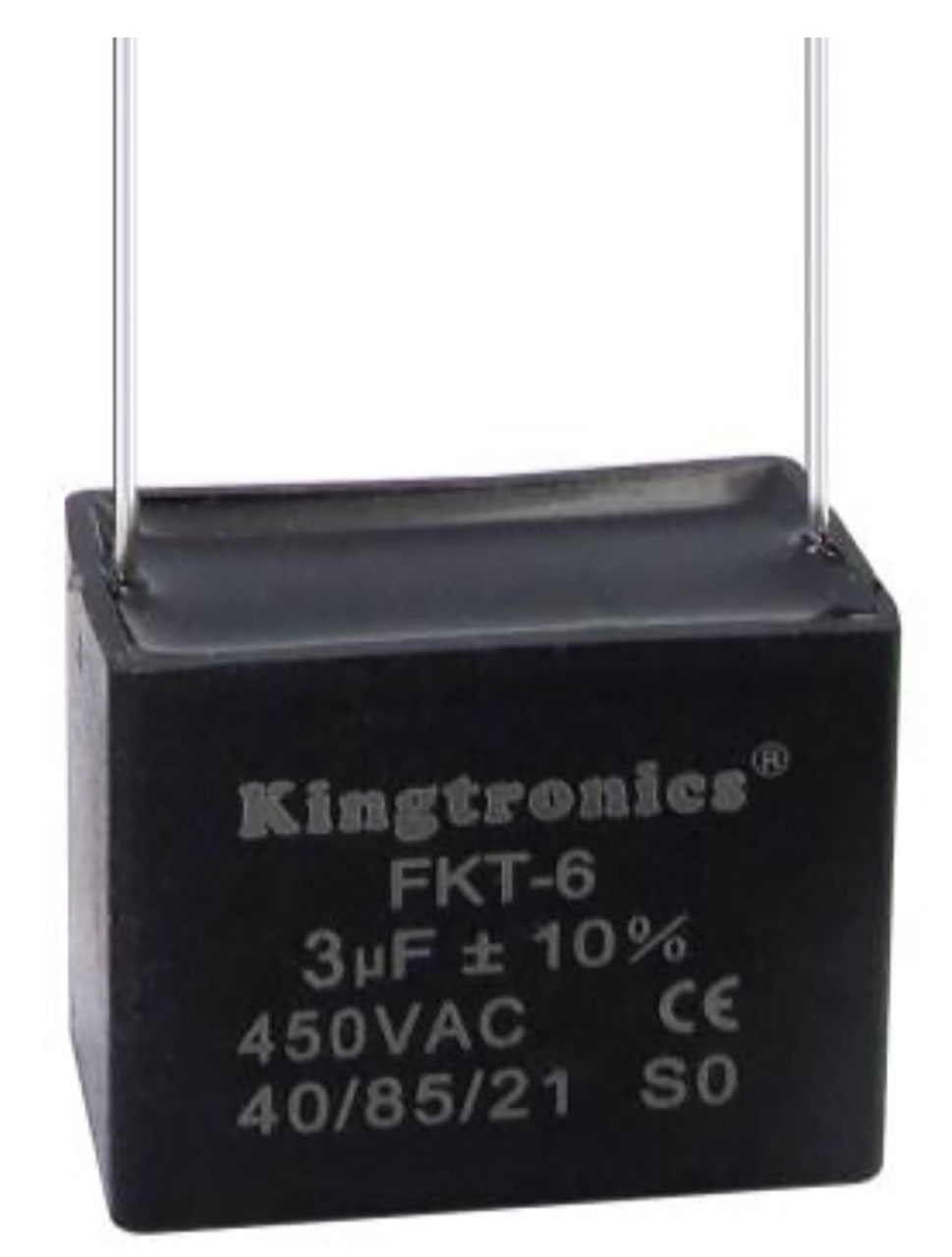 Motor Capacitor AC Run 6uF 10% 450VAC Metallized Polypropylene 47x23x34mm 0.187 Terminals