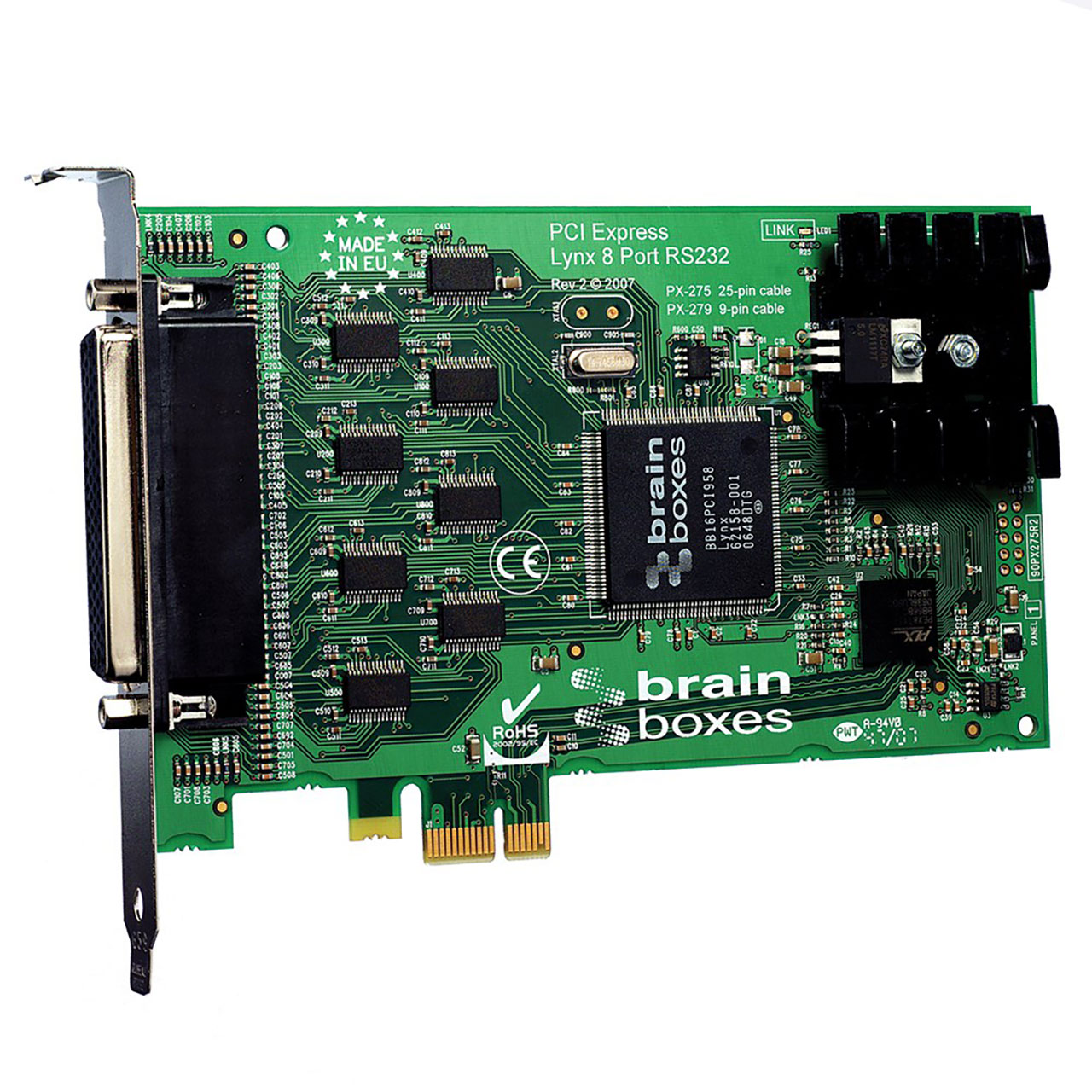 PCI Express 8 Port RS232 Serial Card 9 Pin Connectors 1M Baud
