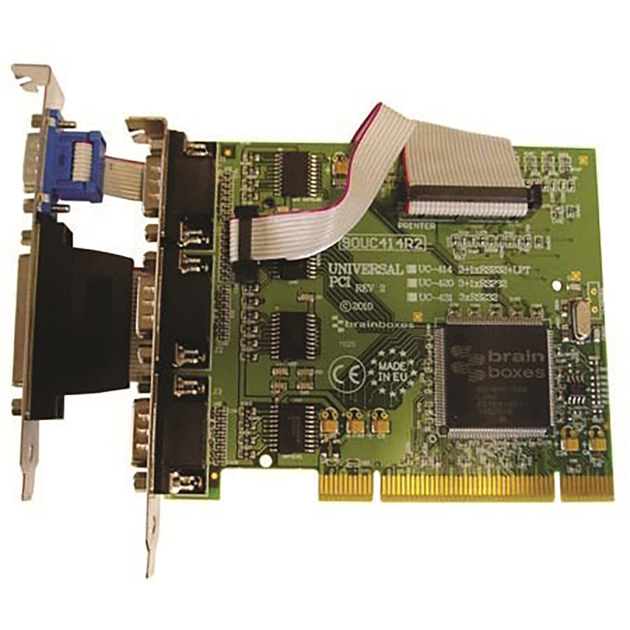 PCI Card 4 Port RS232 Serial Port Card (3 x 9 Pin Ports + 1 x 9 Pin Port) with LPT Parallel Port for Printer