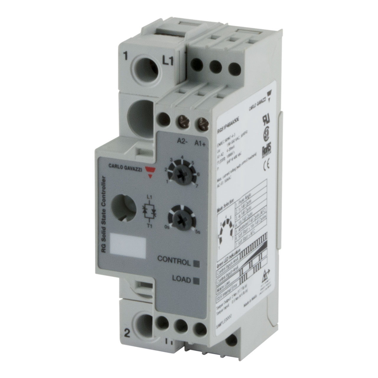 1-Pole Panel Mount SCR Proportional Control 190-550 VAC (1200 Vp) 50 Aac 4-20 mADC Built-In Overvoltage Protection