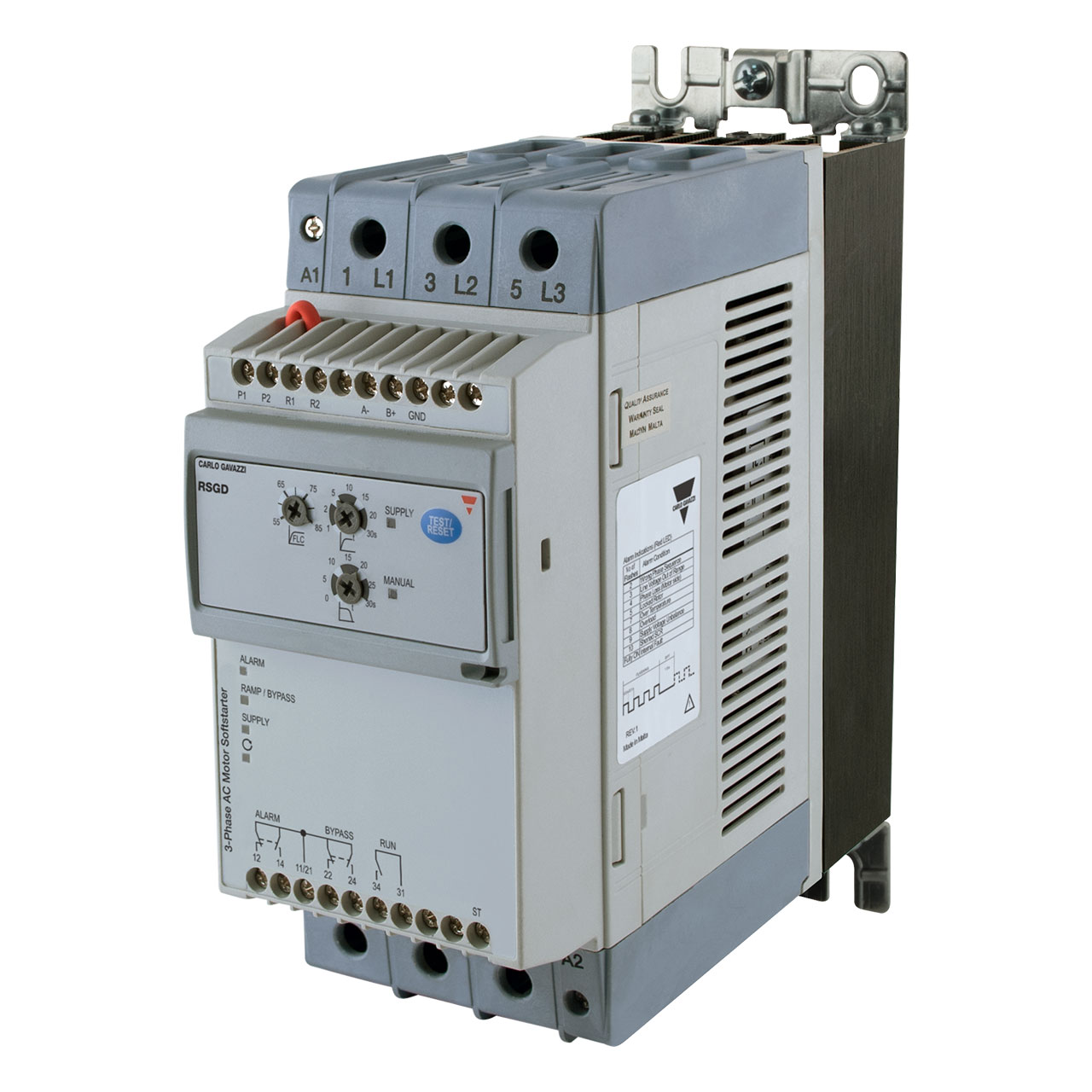 3 Phase Soft Starter for Induction Motors 220-600VAC 85Aac 100-240VAC/DC Din Rail/Panel Mount 100-240VAC/DC 2-Phase Control Class 10 Overload Modbus