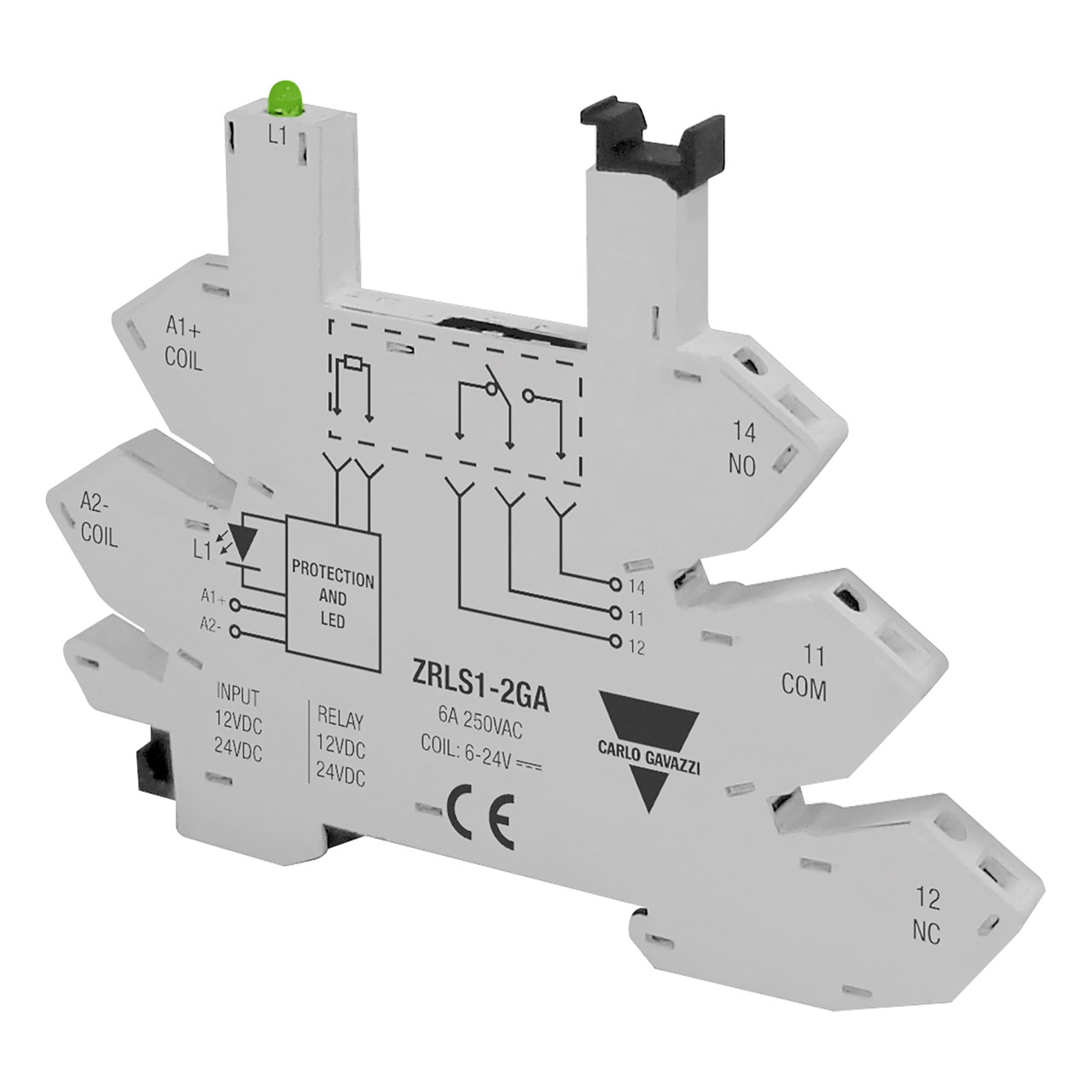 Slim Sockets for RSLM Slim Industrial Electromechanical Relays 5 Pins DPDT (1 Change Over Contact) 6A 6 to 24VAC/VDC Push In Terminals