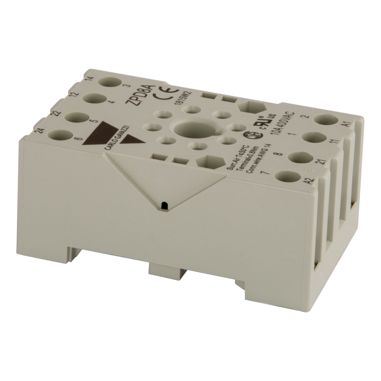 Sockets for RCP Industrial Electromechanical Relays 8 Pins Octal DPDT (2 Change Over Contacts) 10A Screw Terminals Terminals In Aligned Position