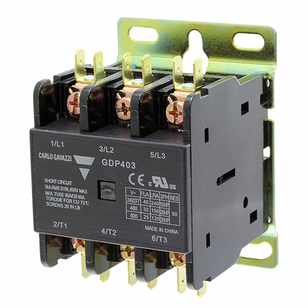 Three-Pole Definite Purpose Style 25A Rated (Fla at 240VAC) Contactor Lug Terminal 220VAC Coil and No Auxiliary Contacts