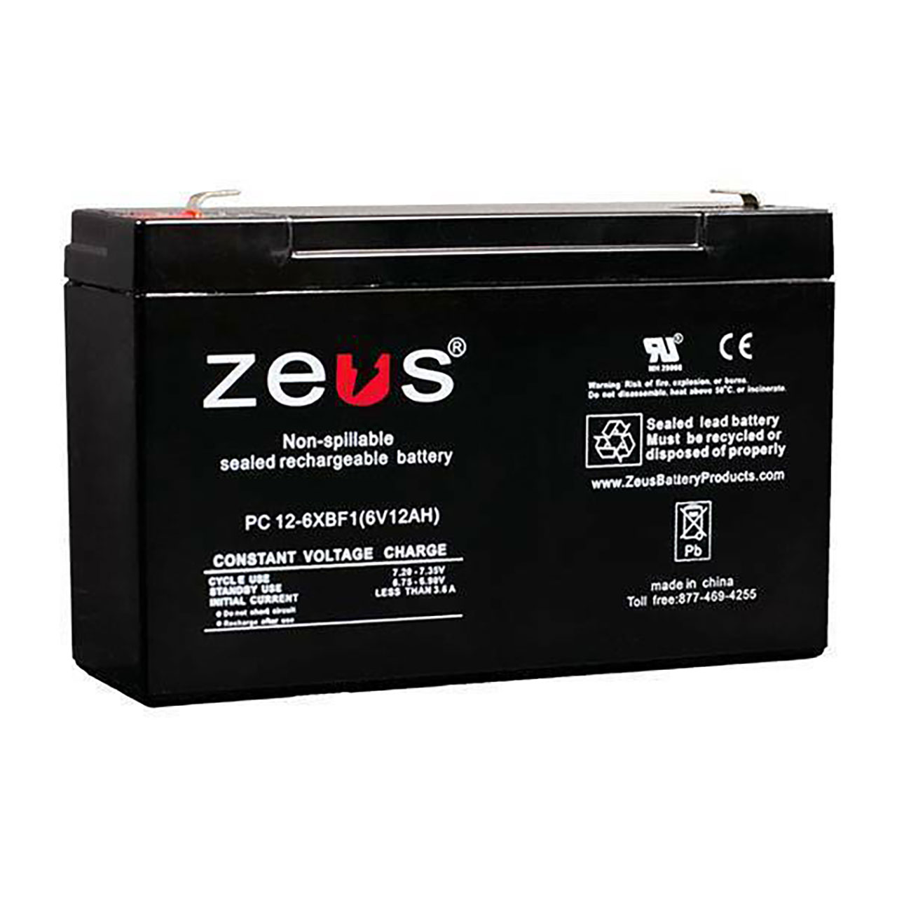 Sealed Lead Acid Battery (SLA) 6V 10Ah F1 Terminals Rechargeable General Purpose 151x34x94x100mm