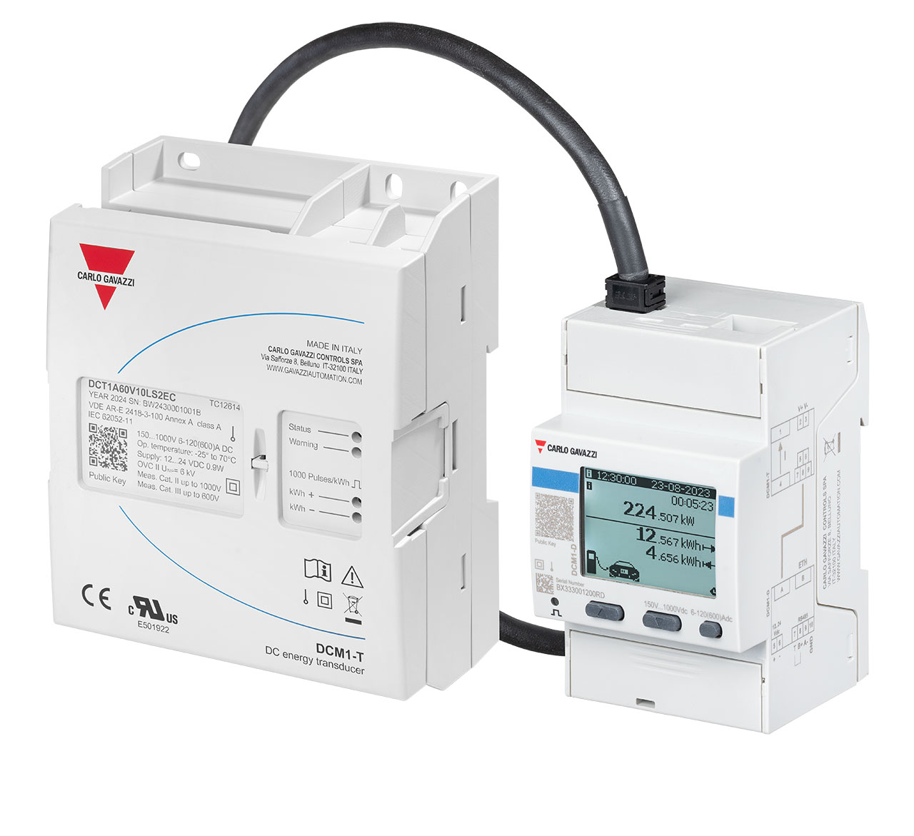 Energy Meter for DC Systems up to 1000V DC and Current up to 600A Remote display DIN Rail Mount Ethernet Modbus TCP + Modbuse RTU CTEP compliance (bidirectional)
