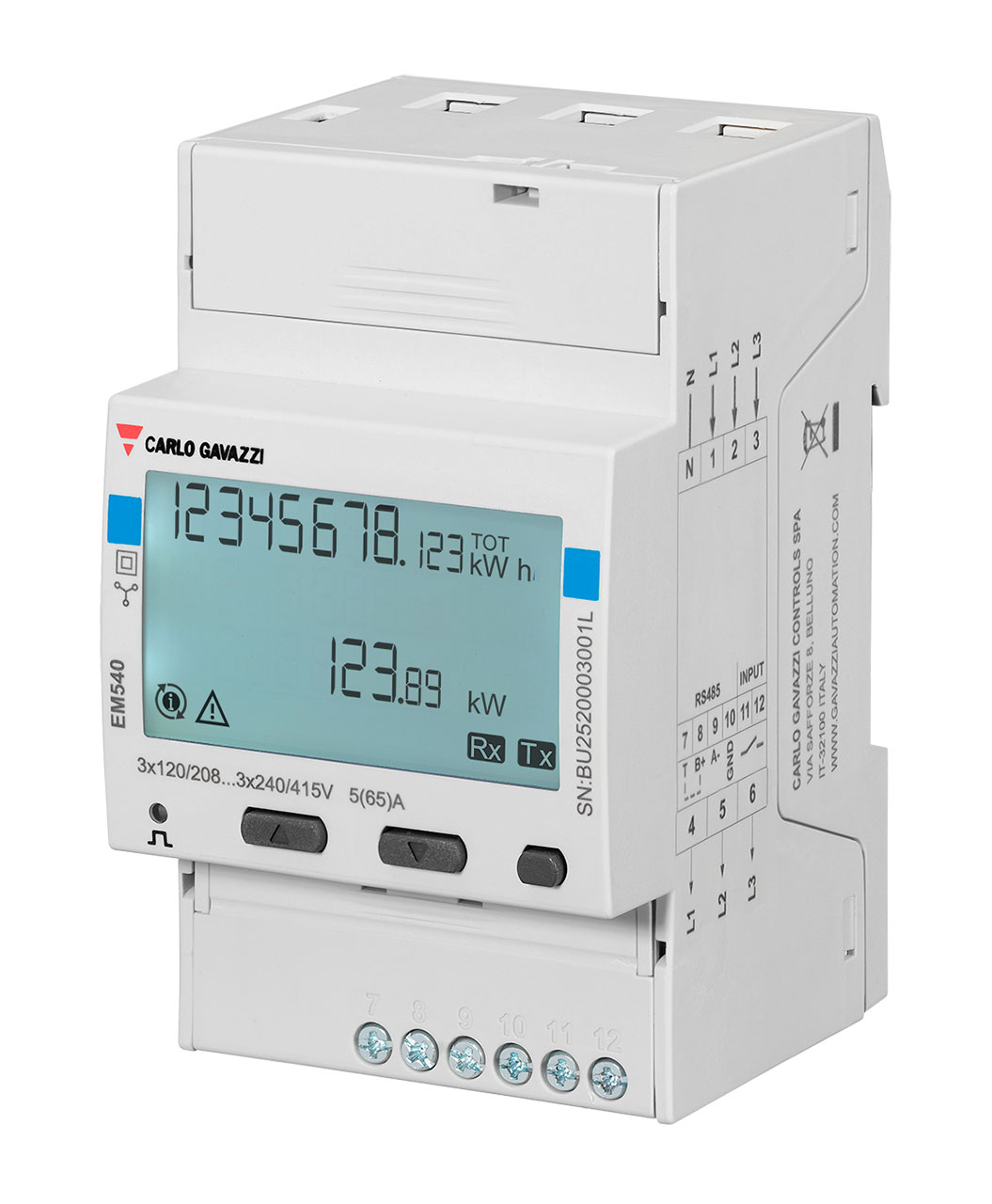 Three-Phase Energy Analyzer 120 to 240 V L-N 208 to 415 V L-L 5 (65) A Static Output