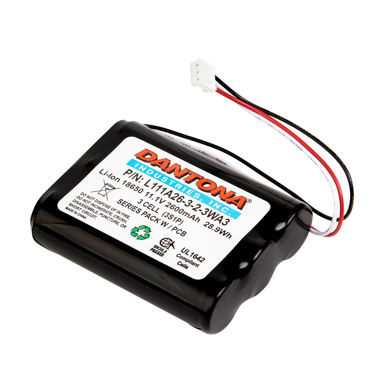 Dantona L111A26-3-2-3WA3 Lithium Ion Battery 11.1V 2600mAh