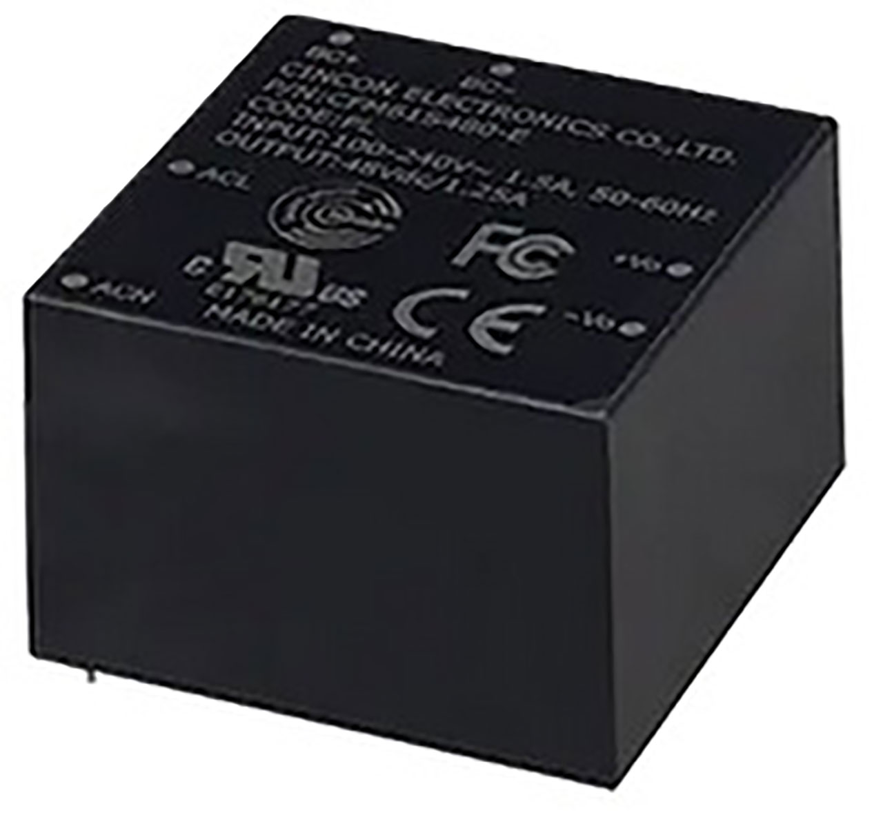 Encapsulated AC-DC Power Supply 60W 12V 5A PCB Mount Class 2 Peak Load 2x Rated Current