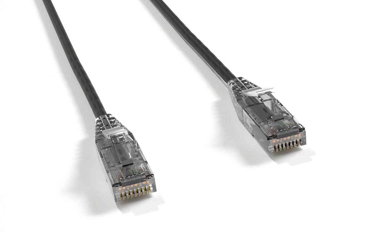 CAT6 PATCH CABLE,UTP,SLIM,BLACK,7FT,PoE+/IEEE802.3at Type2