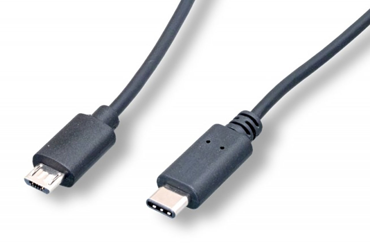 USB CABLE,TYPE-C MALE to MICRO-B MALE,v2.0,1m/39",BLACK