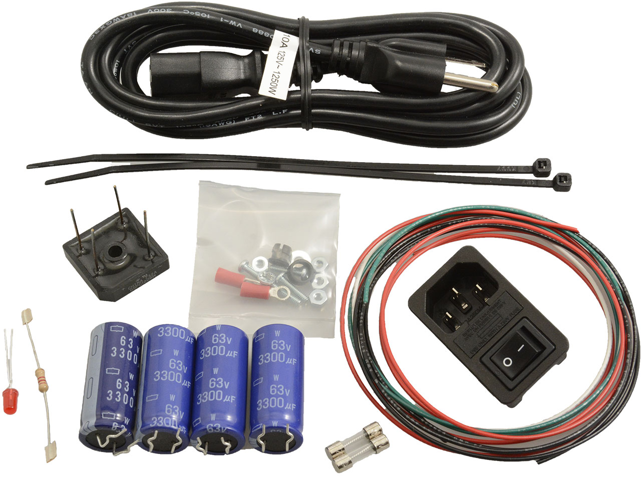 KIT,PARTS,AC-DC PSU,AC CORD,RECP,FUSE,HRDW,LED,800V/12A RECT
