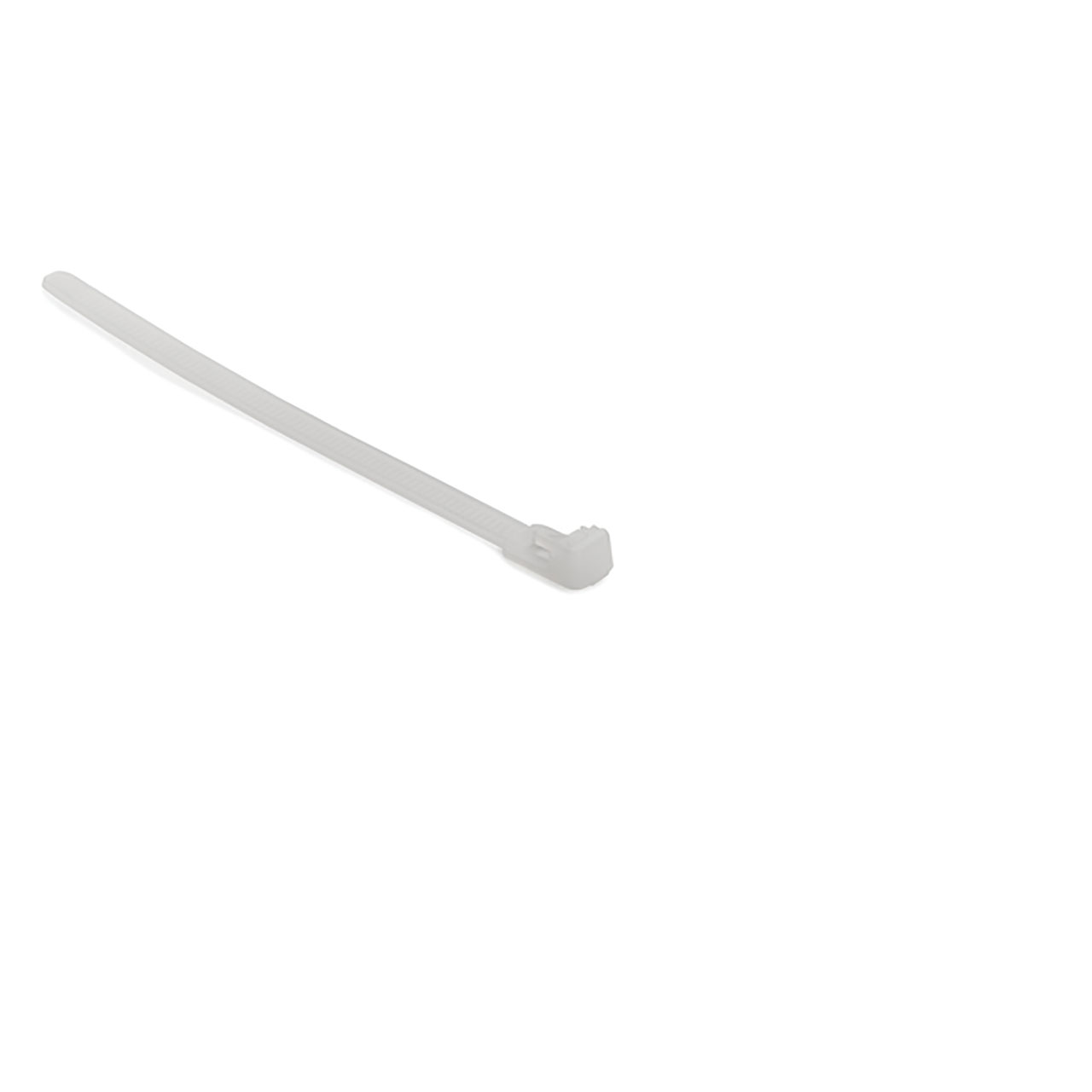 Releasable Cable Tie, Release Lever, 9.8" Long, 50lb Tensile Strength, PA66, Natural, 100 per Package