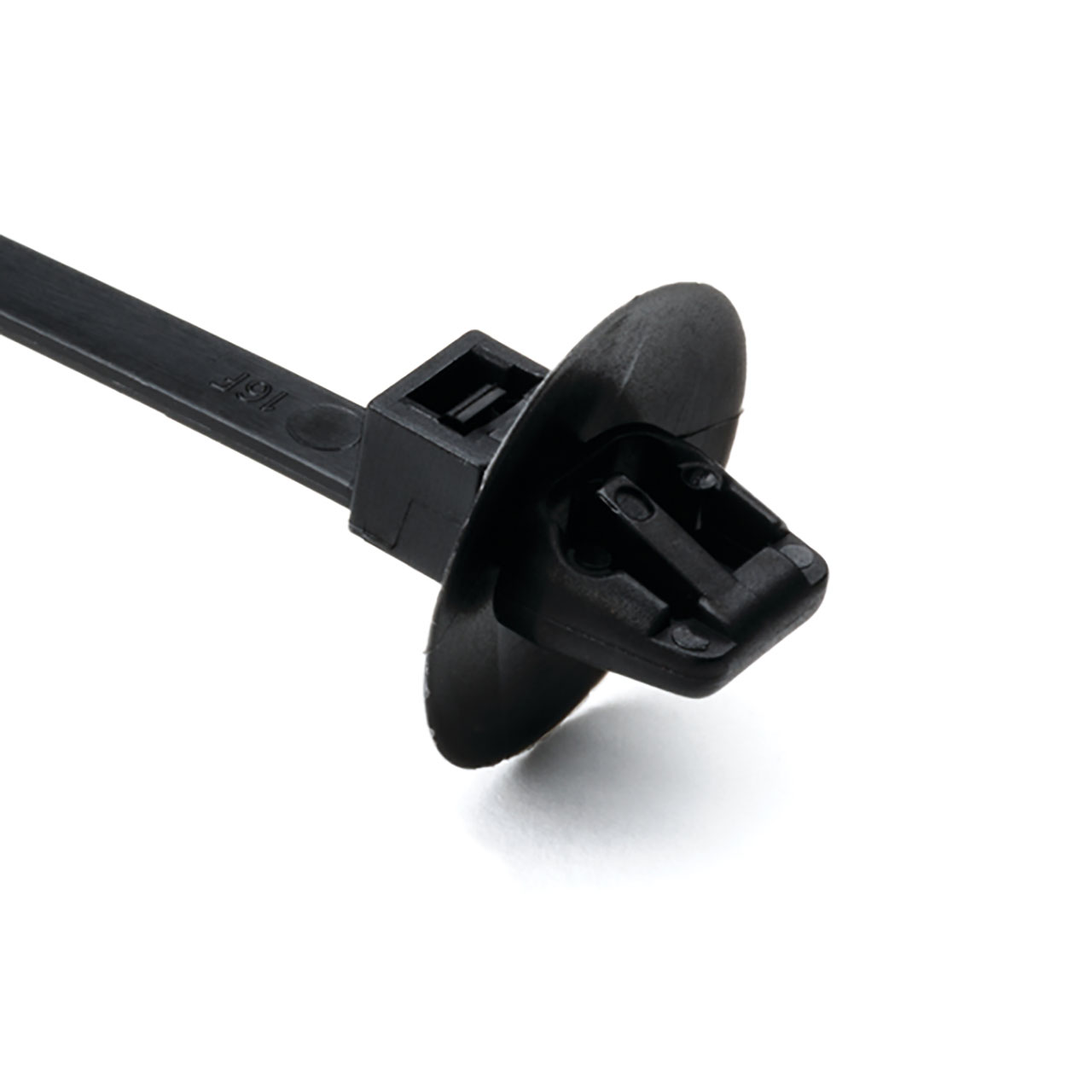 Cable Tie 1-Piece with Arrowhead Mount with Disc for Oval Holes, 6.3"L, 0.24 - 0.48" Hole, PA66HS, Black, 500 per Package