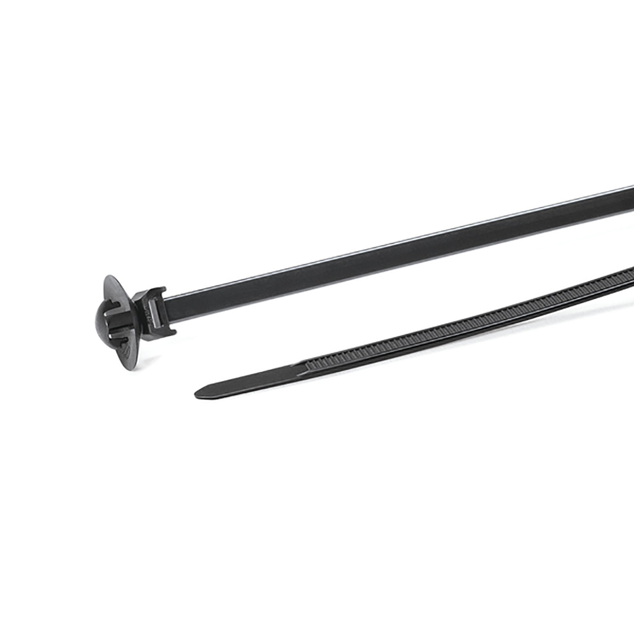 Cable Tie 1-Piece with Arrowhead Mount, 6"L, 50lb Tensile Strength, 6.5mm Round Hole, PA66HS Black, 500 per Package