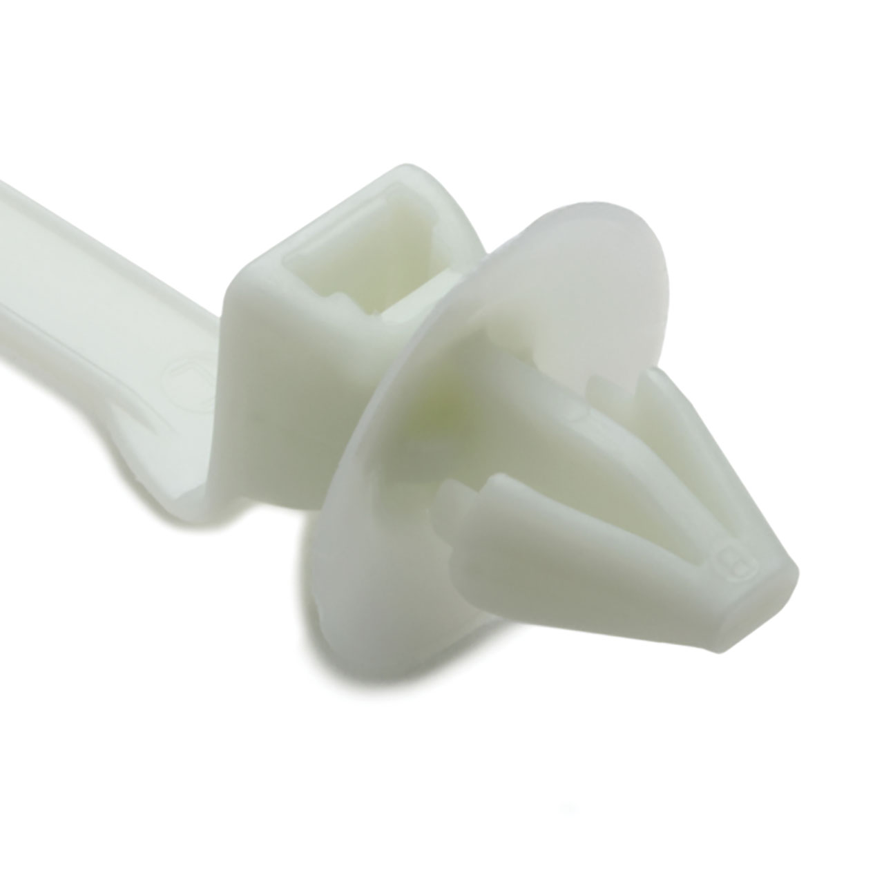 Cable Tie 1-Piece with Arrowhead Mount, 8.5"L, 50lb, Panel Thickness 0.07 - 0.12", PA66HIRHS, Natural, 500 per Package