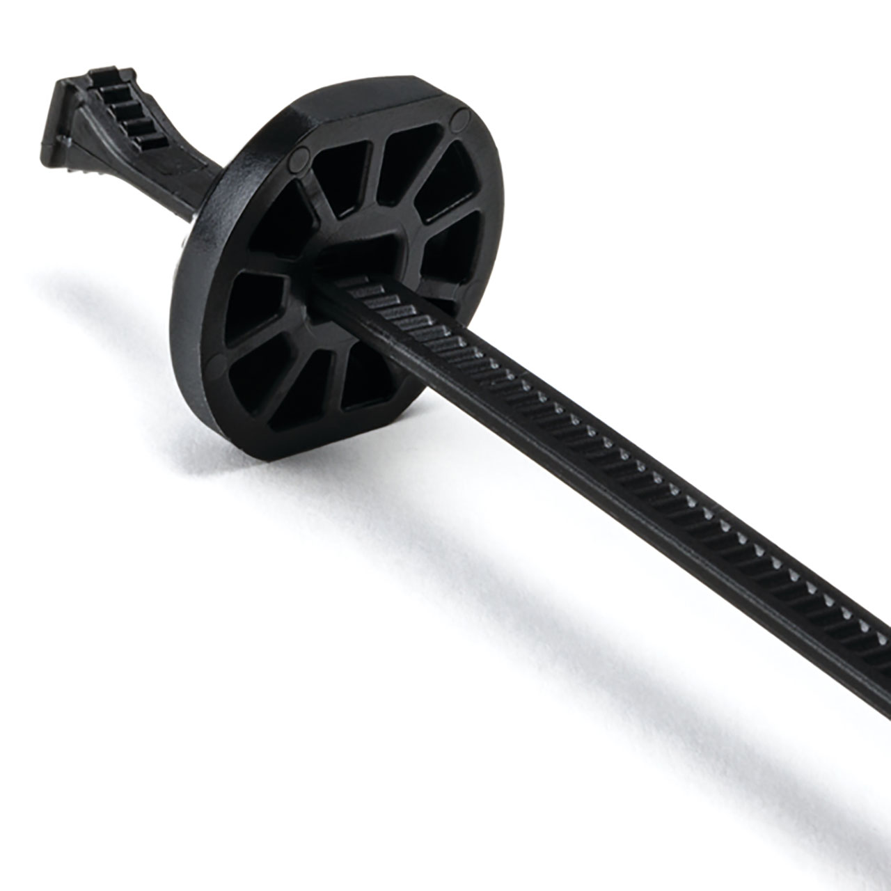 Button Head Cable Tie, 15.0" Long, 4.3" Max Bundle Dia, 105lb, PA66HIRHSUV/PA66HS, Black, 50 per Package