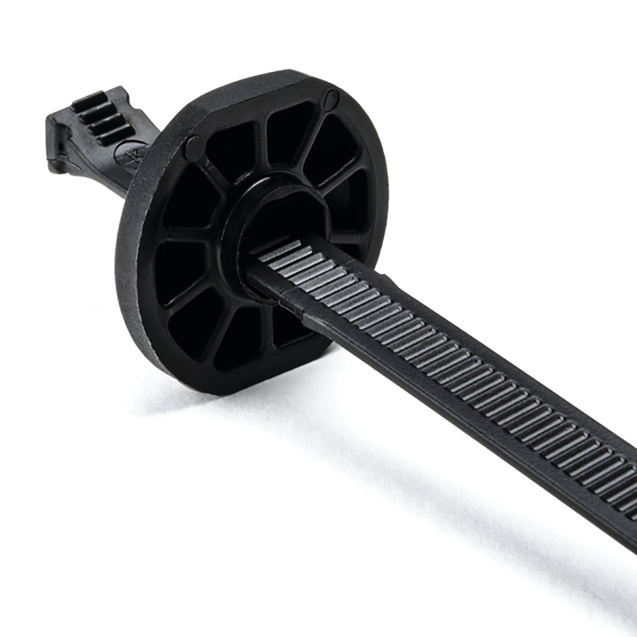 Button Head Cable Tie with Retainers and Pilot Bushings, 15.0" Long, PA66HIRHSUV/PA66HS, Black, 2000 per Package