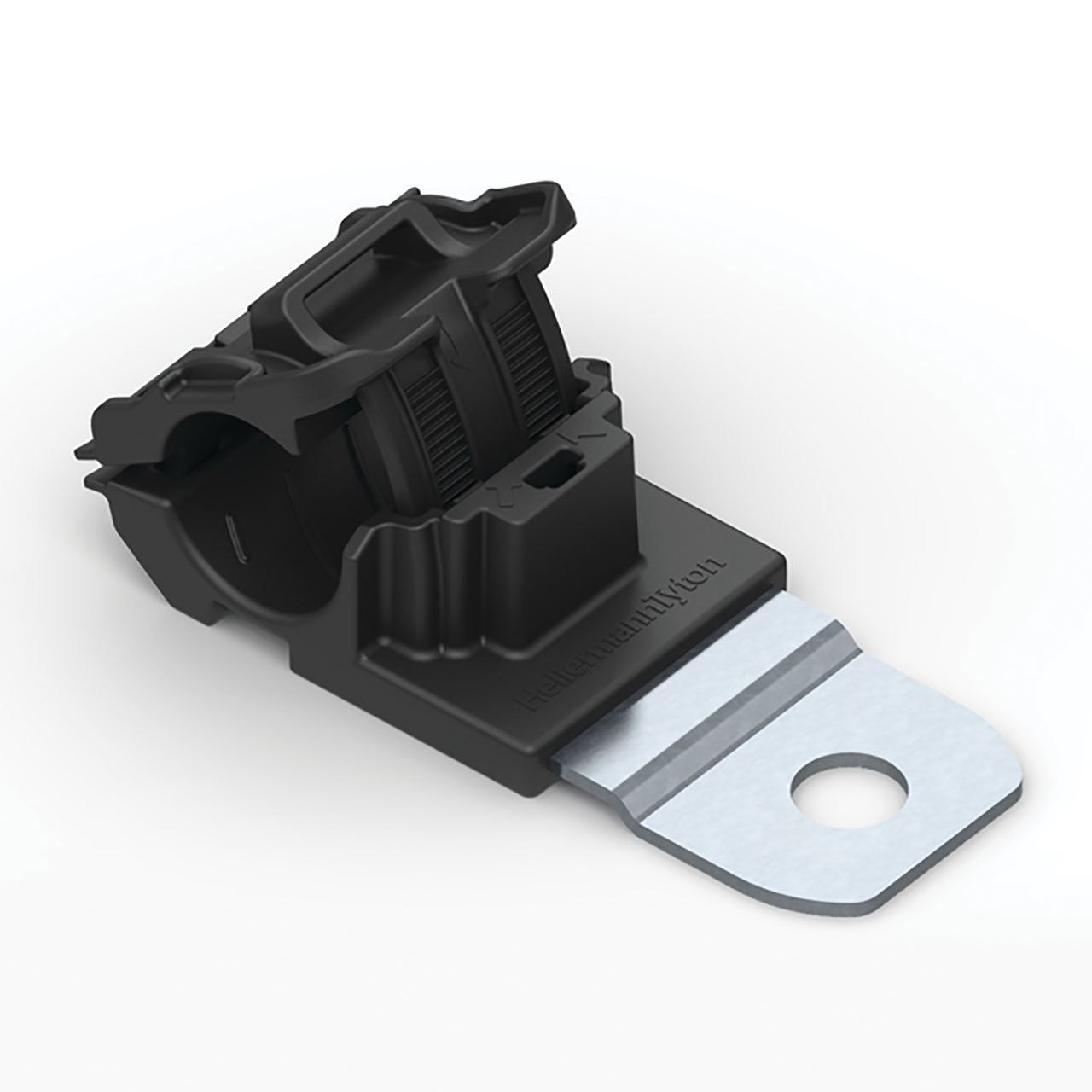 Ratchet P-Clamp, 0.52 - 0.77" Bundle Dia, 180° Short, 0.26" Hole Dia, PA66HIRHSUV/ST/ZN, Black, 5/bg