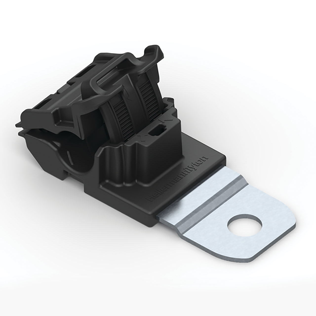 Ratchet P-Clamp, 0.24 - 0.54" Bundle Dia, 180° Short, 0.51" Hole Dia, PA66HIRHSUV/SS304, Black, 300/ctn