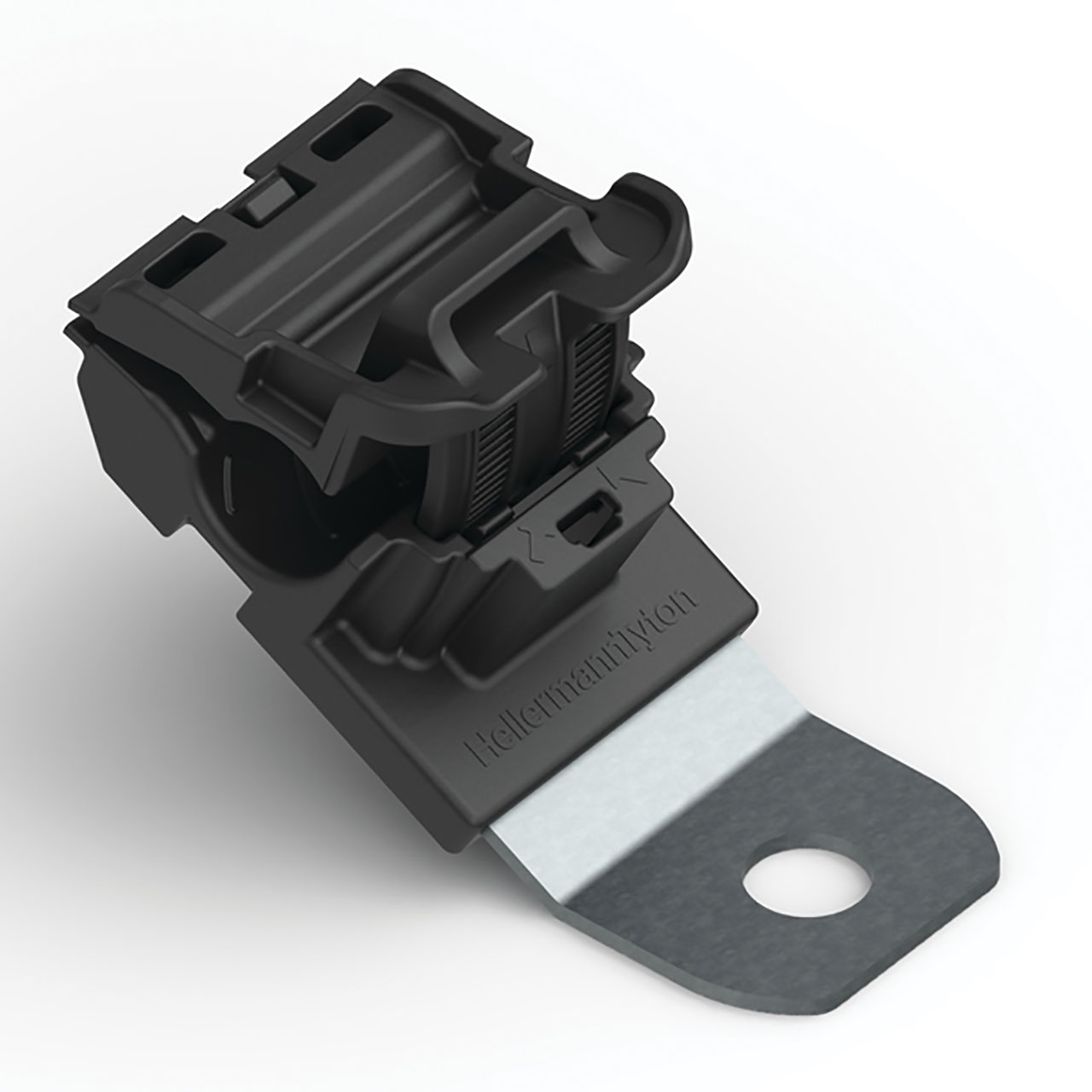 Ratchet P-Clamp, 0.24 - 0.54" Bundle Dia, 30° Short, 0.51" Hole Dia, PA66HIRHSUV/SS304, Black, 300/ctn