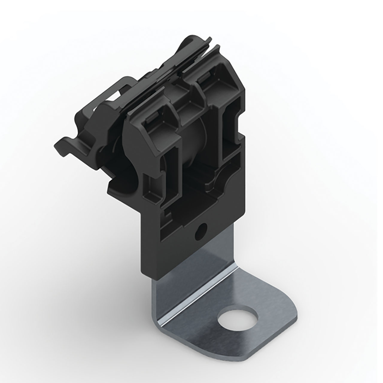 Ratchet P-Clamp, 0.24 - 0.54" Bundle Dia, 90° Short, 0.41" Hole Dia, PA66HIRHSUV/SS304, Black, 300/ctn