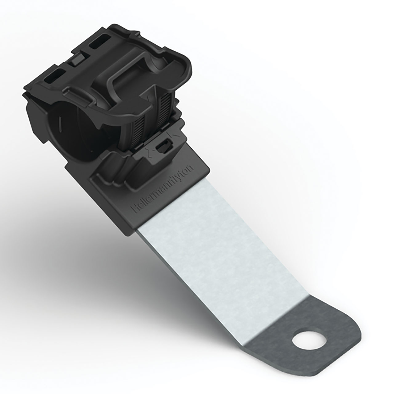 Ratchet P-Clamp, 0.52 - 0.77" Bundle Dia, 30° Long, 0.33" Hole Dia, PA66HIRHSUV/SS304, Black, 200/ctn