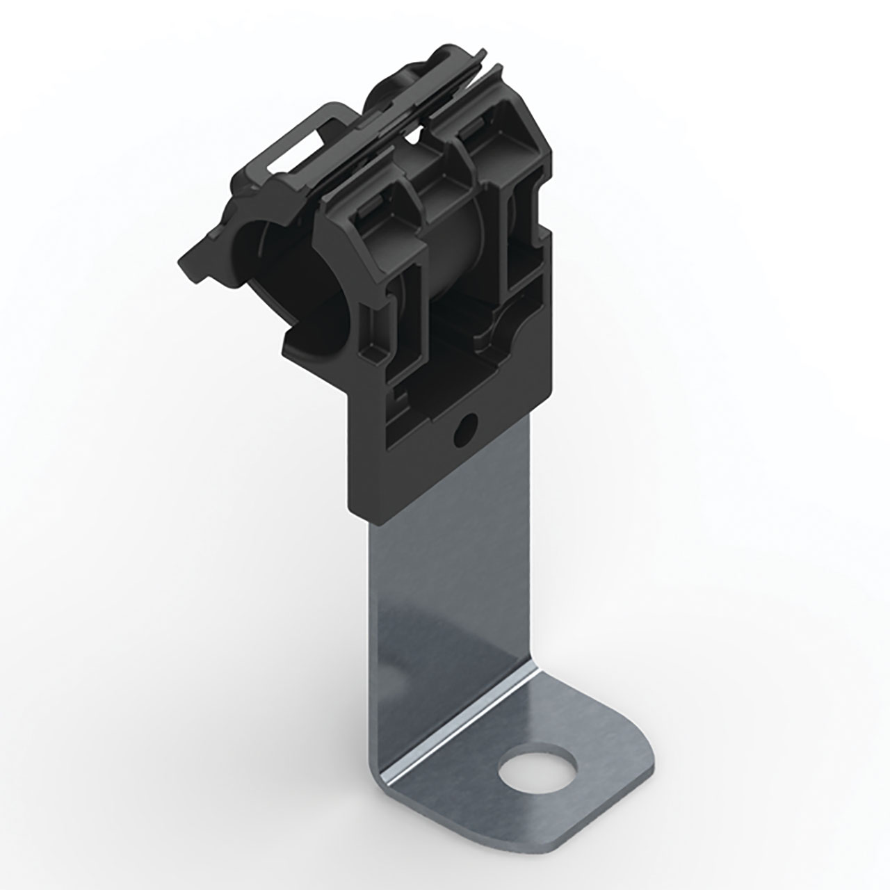 Ratchet P-Clamp, 0.52 - 0.77" Bundle Dia, 90° Long, 0.41" Hole Dia, PA66HIRHSUV/SS304, Black, 200/ctn