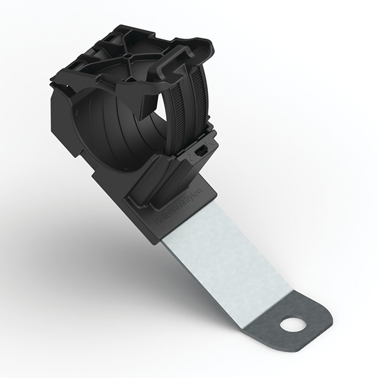 Ratchet P-Clamp, 0.76 - 1.42" Bundle Dia, 30° Long, 0.33" Hole Dia, PA66HIRHSUV/SS304, Black, 140/ctn