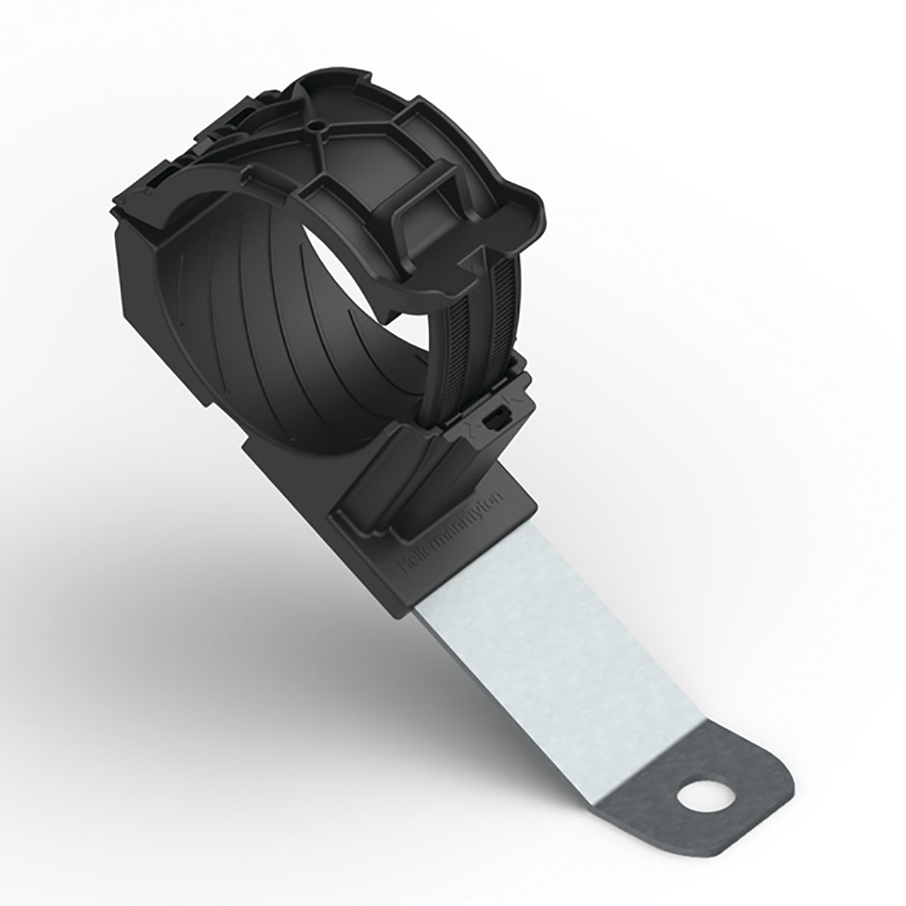 Ratchet P-Clamp, 1.38 - 2.01" Bundle Dia, 30° Long, 0.33" Hole Dia, PA666V0/SS304, Black, 140/ctn