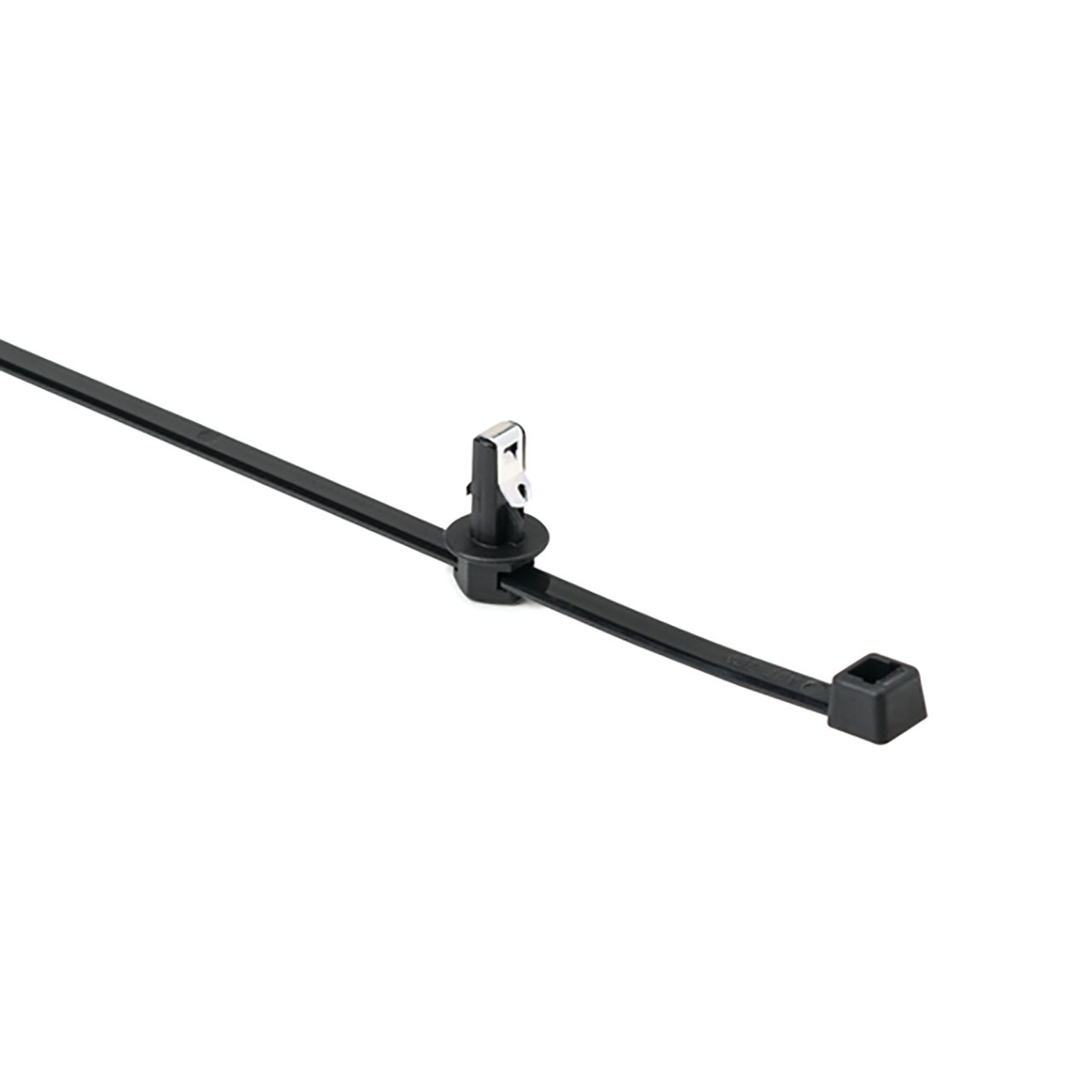 Blind Hole Mount Outside Serrated Tie, 1/4" Thread/Non-Thread Hole, 6"L, 50lb, PA66HS, Black, 500 per Bag