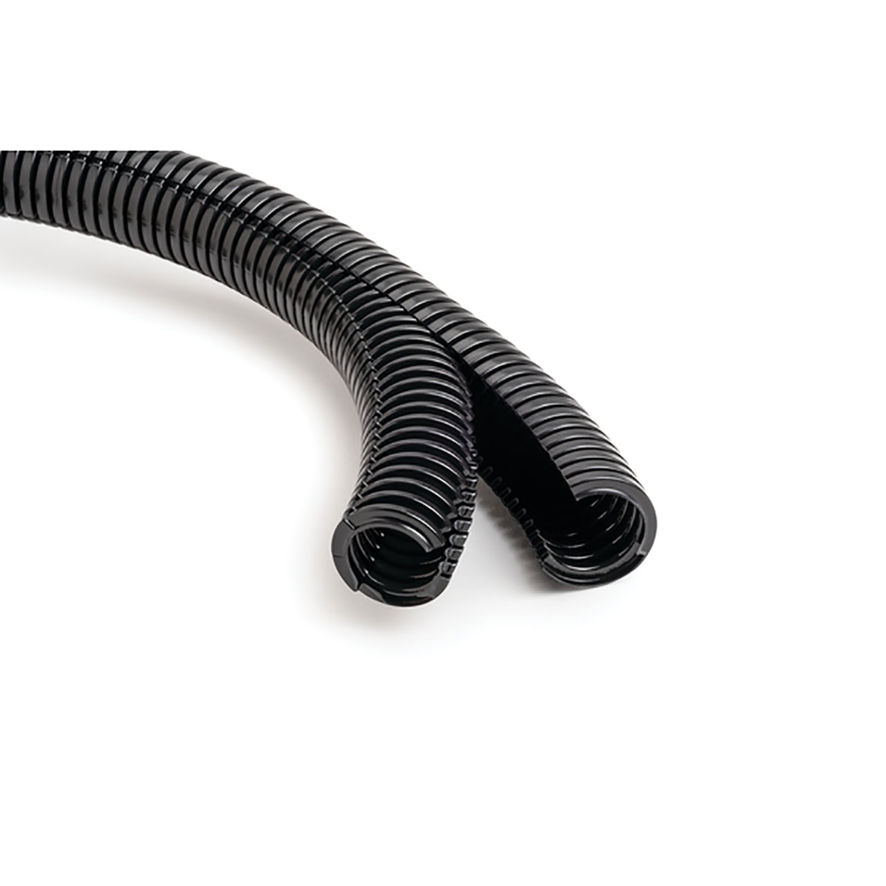 HelaGuard Non-Metallic Conduit, Double Slit, Low Fire Hazard, 0.38" Dia, Nylon PA6FR, Black, 164 ft/Reel