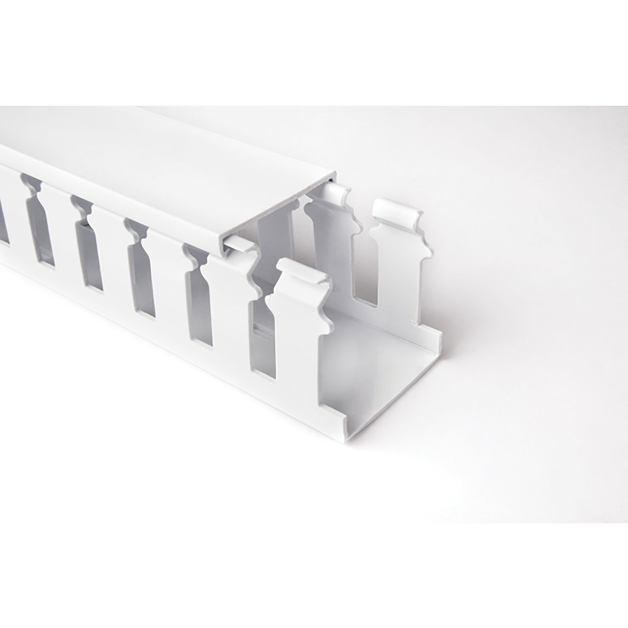 Slotted Wall Wiring Duct, 1.5" x 2", Non-Adhesive, PVC, White, 30ft/Box