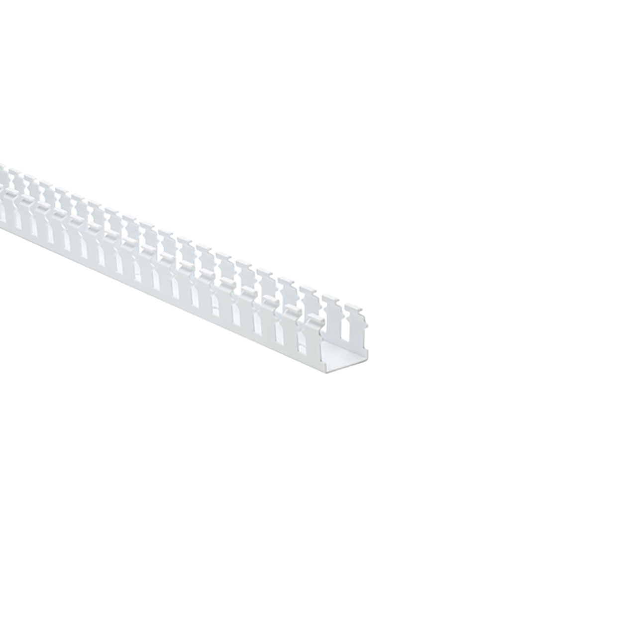 Slotted Wall Wiring Duct, 1.5" x 1.5", Non-Adhesive, PVC, White, 30ft/Box