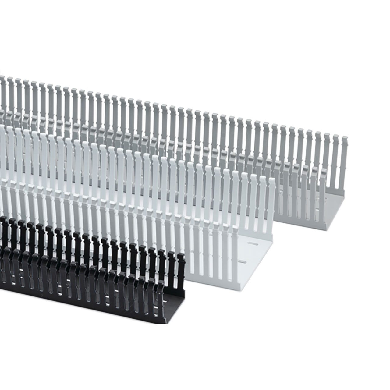 High-Density Slotted-Wall Wiring Duct, 3" x 5", Non-Adhesive, PVC, Black, 30ft/box