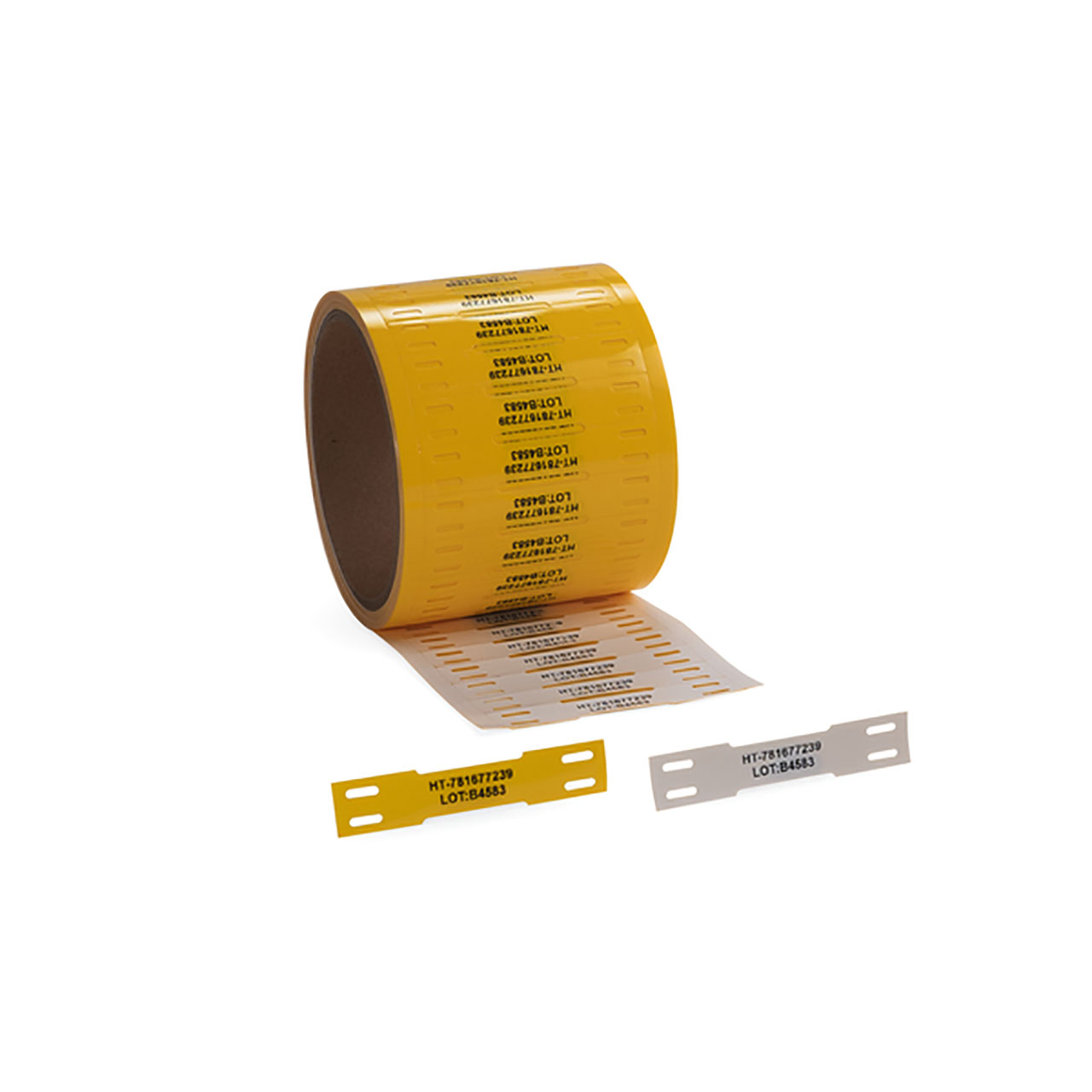 TipTag, 2.59 x .50", PO/Polyester, White/Yellow, 500/roll