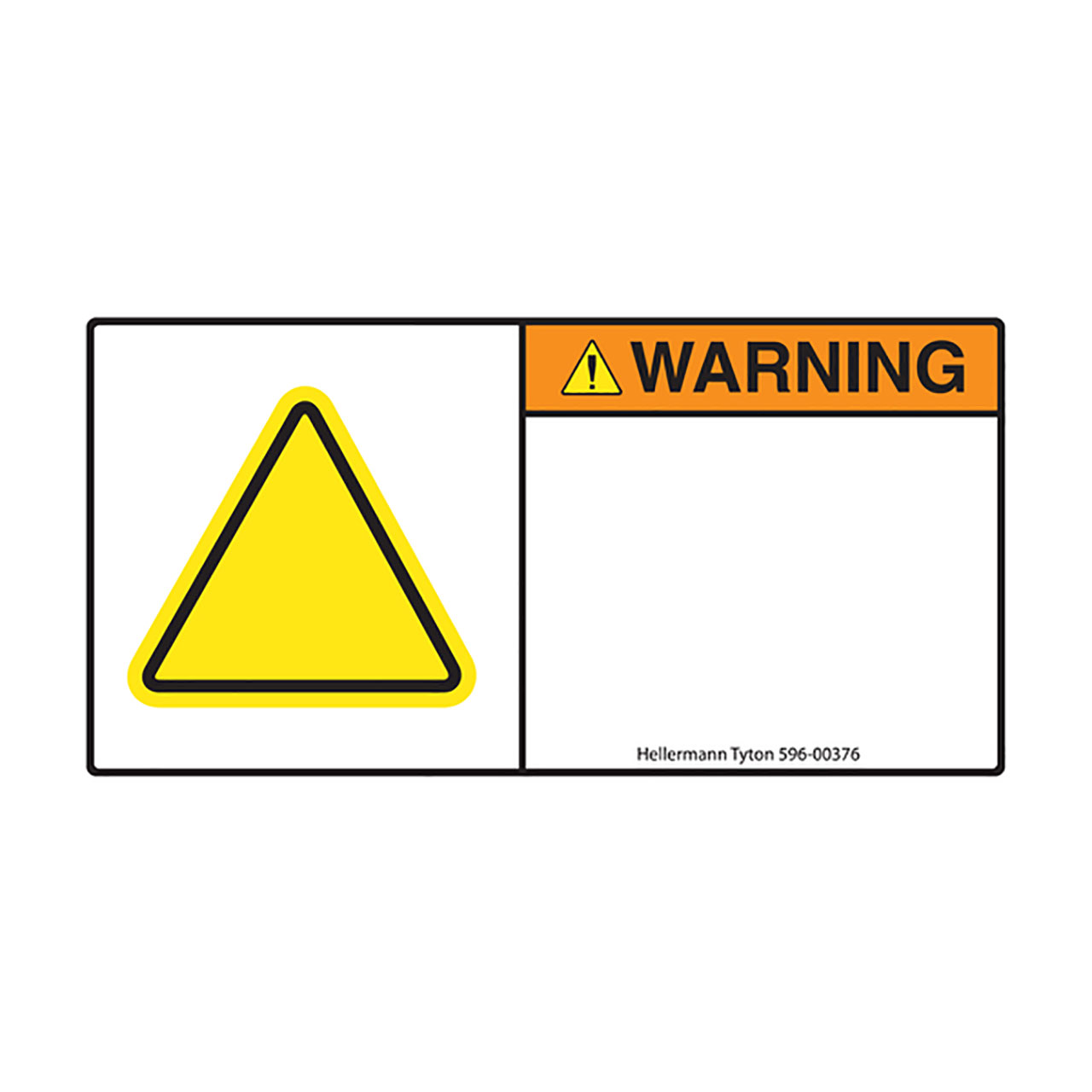 Pre-Printed Header Label, WARNING, Blank Yellow Triangle, 1.35" x 2.75", PET, Orange, 250/roll