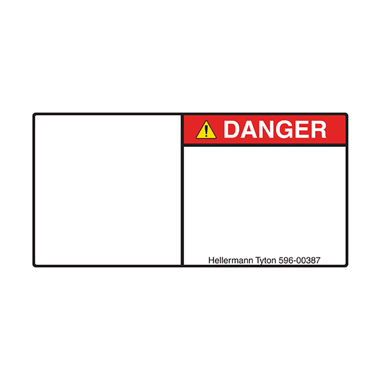 Pre-Printed Header Label, DANGER, Blank Symbol Panel, 2.75" x 5.50", PET, Red, 250/roll