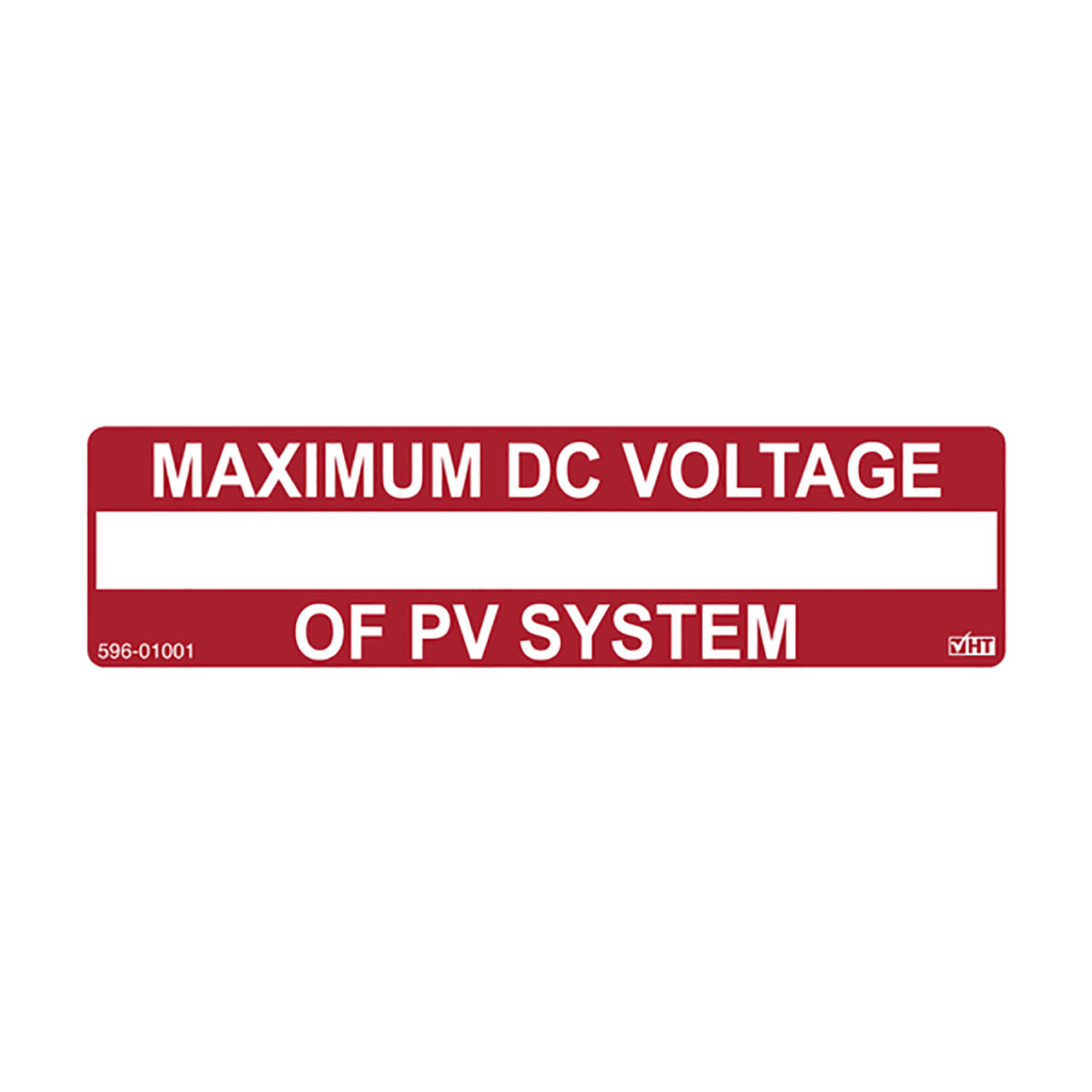 Solar Label, Printable, MAXIMUM DC VOLTAGE LABEL, 3.75" X 1.0", PET, Red, 10 per Package