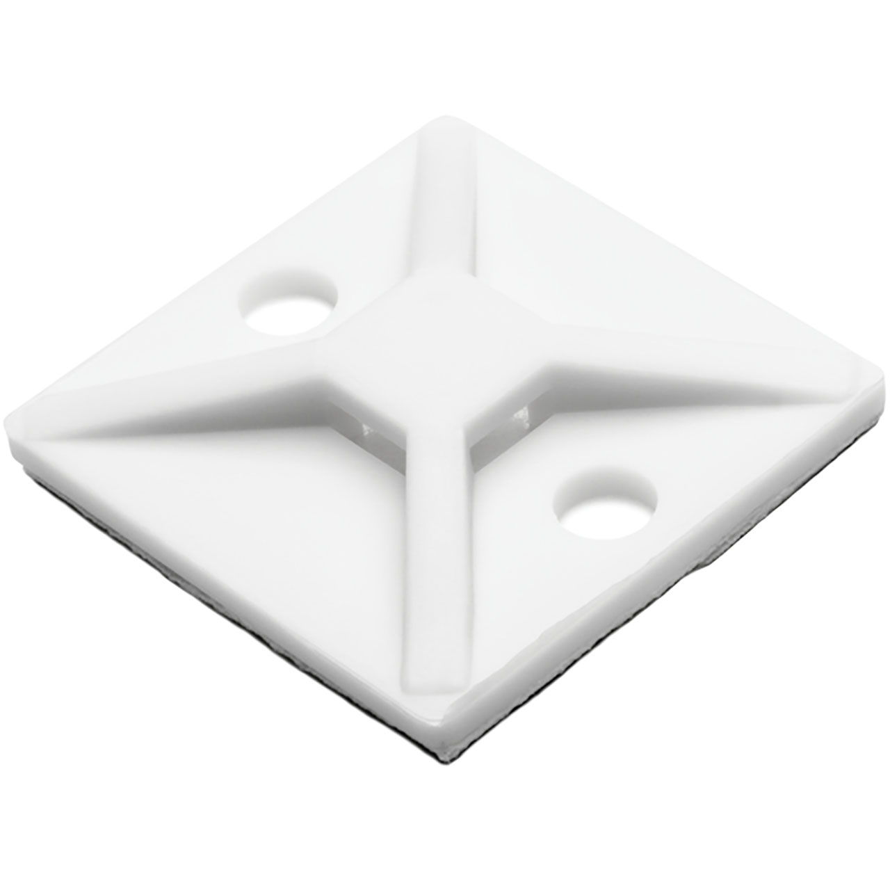 Acrylic Adhesive Cable Tie Mount, 1.12 x 1.12", Use With T18-T50 Cable Tie, PA66, White, 500 per Package