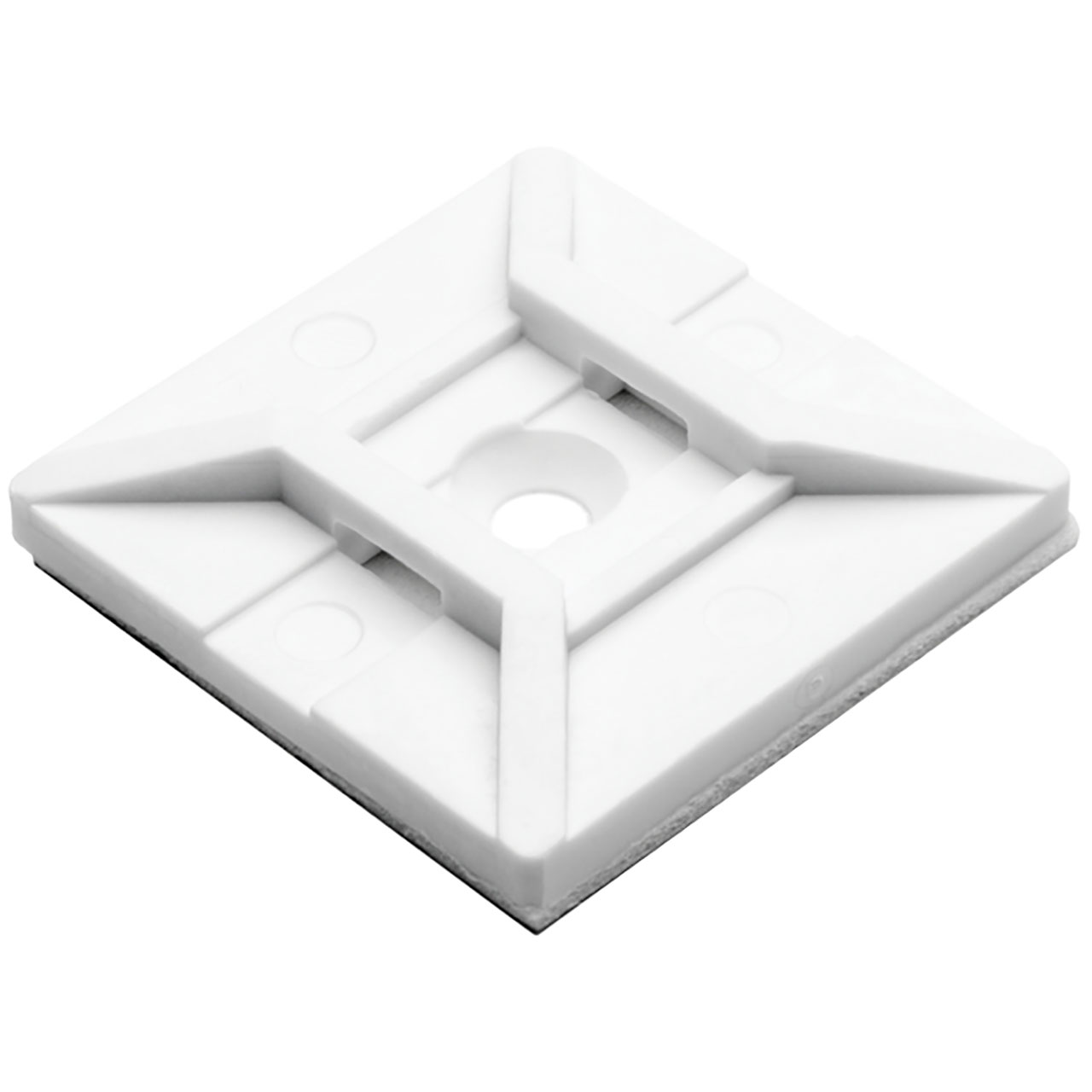 Rubber Adhesive Cable Tie Mount, 1.12 x 1.12", Use With T18-T50 Cable Tie, PA66, White, 100 per Package