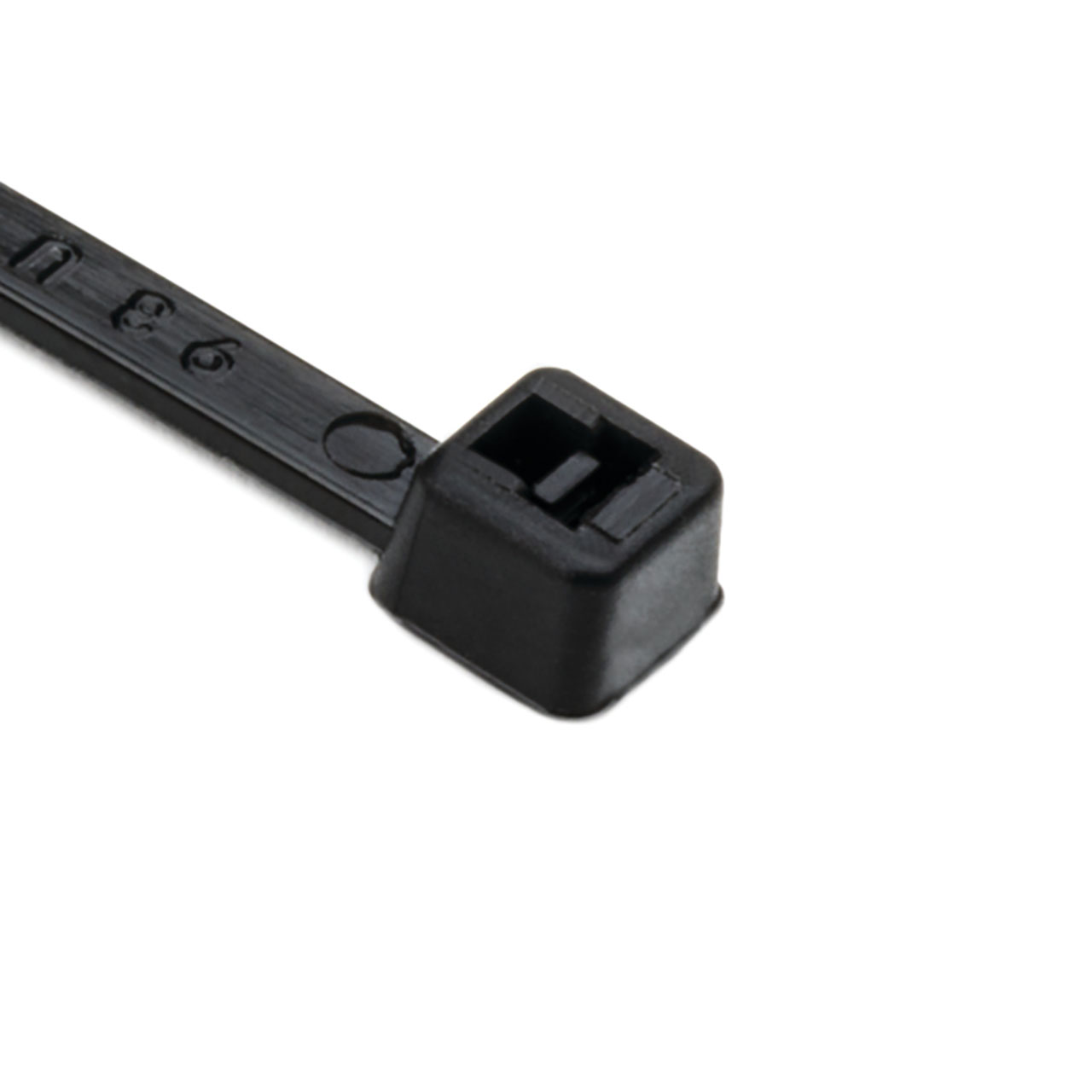High-Temp Cable Tie, 4" Long, UL Rated, 18lb Tensile Strength, PA66HS, Black, 100 per Package
