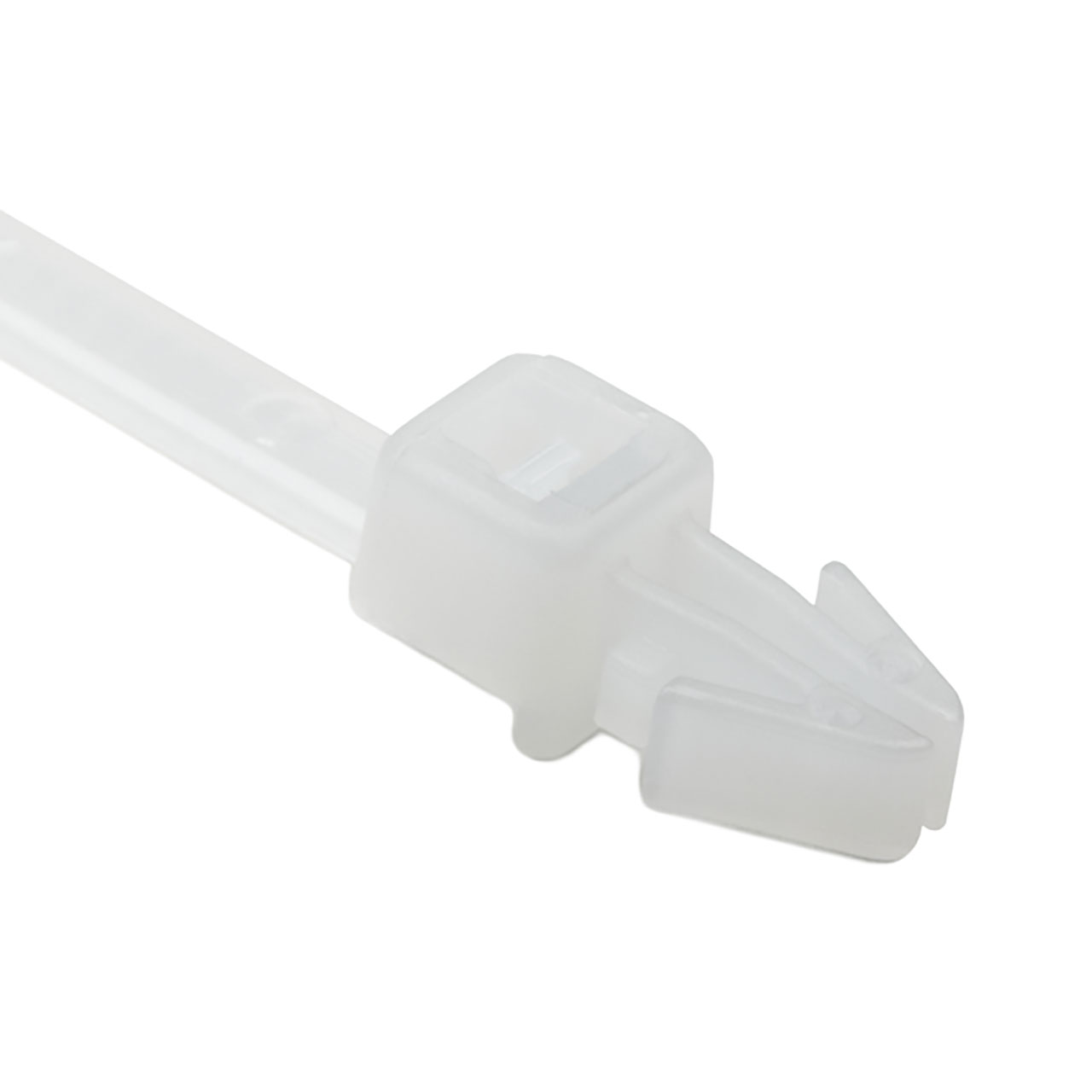 Cable Tie 1-Piece with Arrowhead Mount, 6.3"L, 30lb, 0.04 - 0.09" Panel Thickness, PA66, Natural, 100 per Package