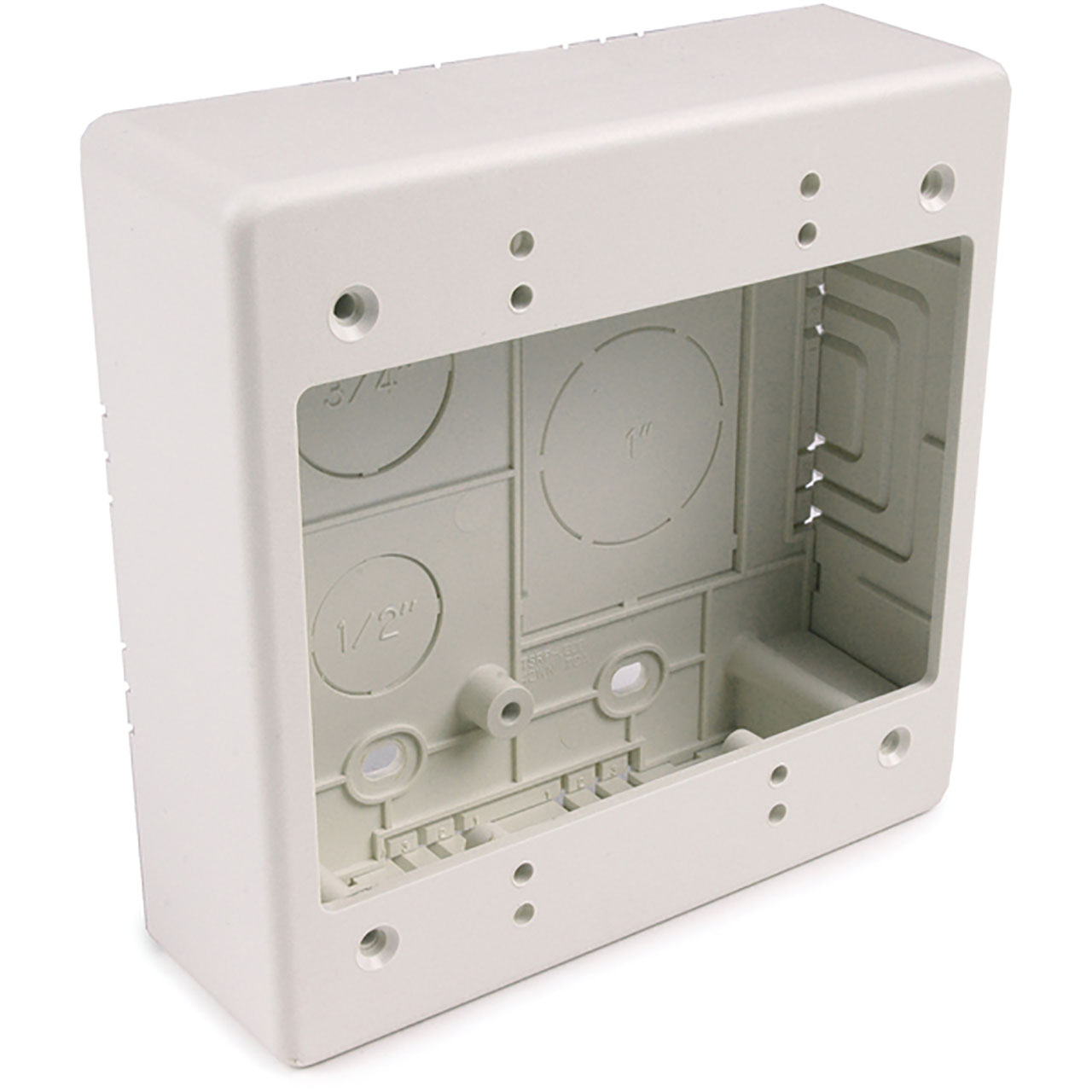 Dual Gang Junction Box, 1-1/2" Deep, 2-Piece, PVC, Office White, 1/bg