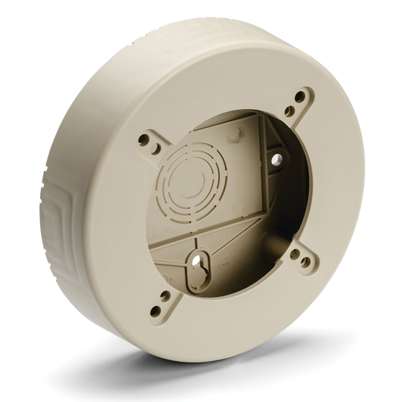 Round Junction Box, 1-1/4" Deep, PVC, Ivory, 1/bg
