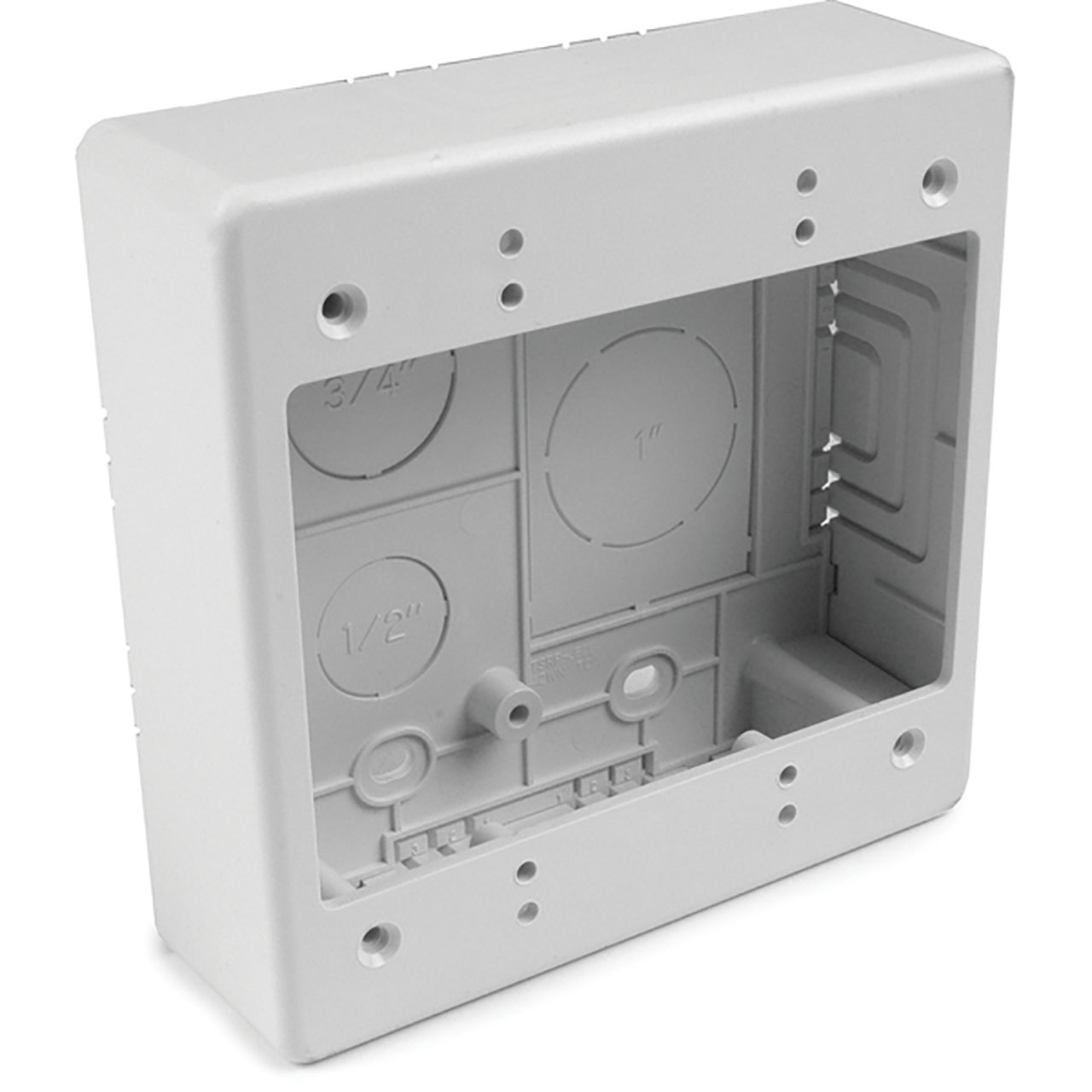 Dual Gang Junction Box, 1-1/2" Deep, 2-Piece, PVC, White, 1/bg