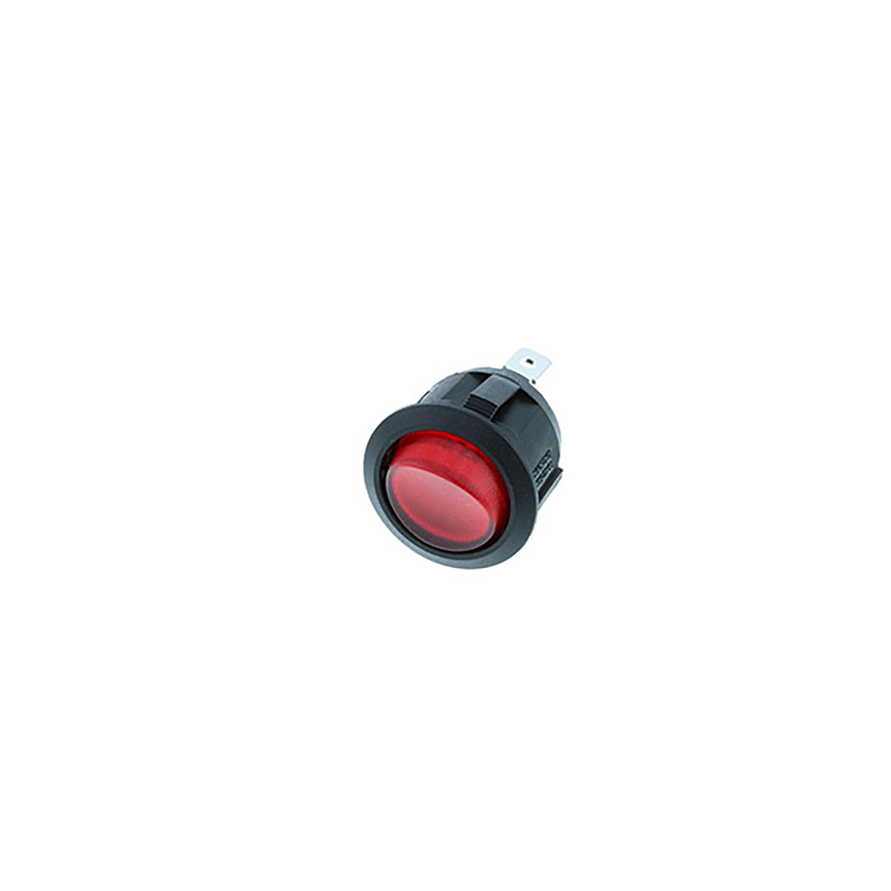 Illuminated Round Rocker - 3P SPST OFF-ON Red LED 20A 14VDC